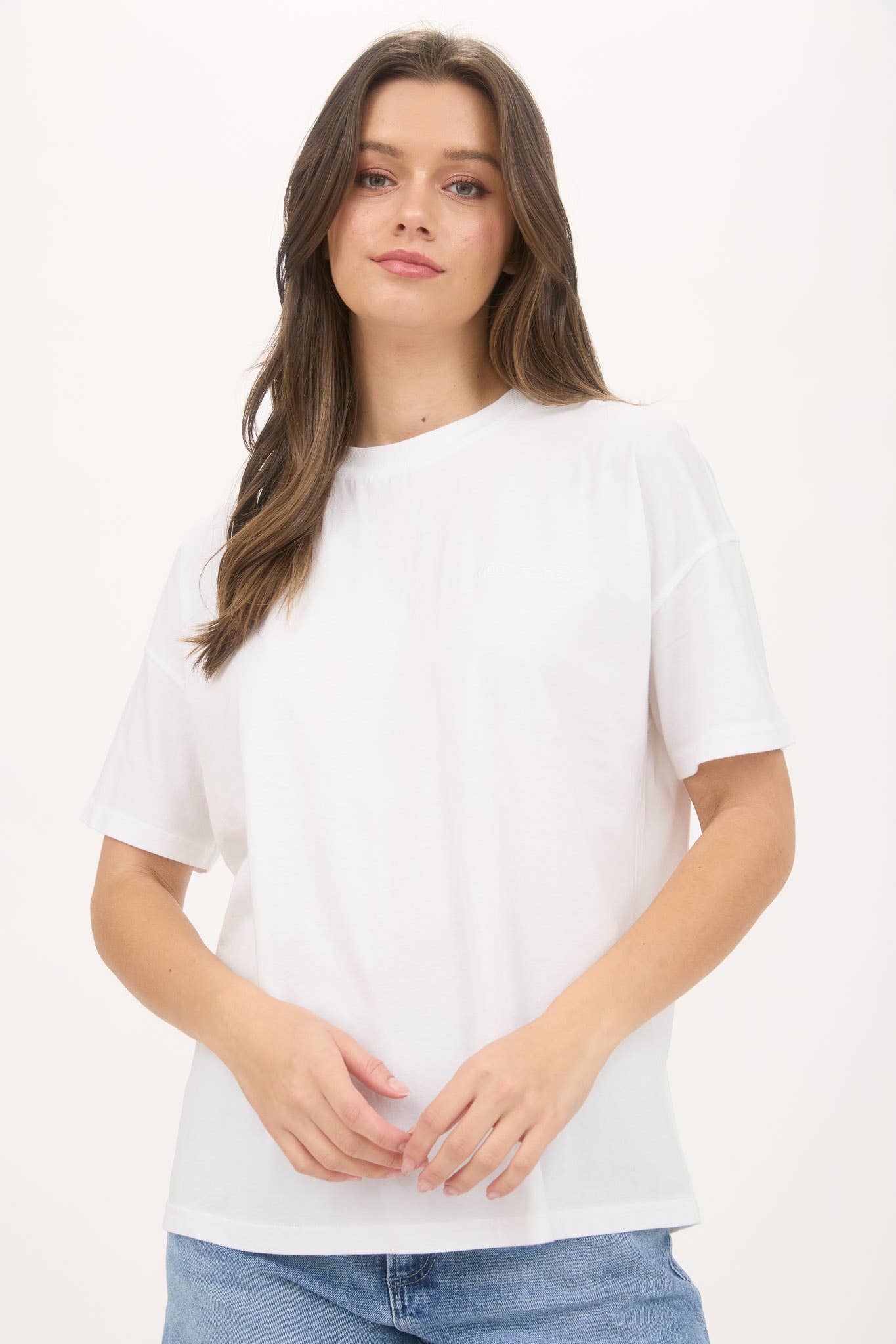 WASHED GOOD VIBES EMBROIDERY SHORT SLEEVE KNIT TOP