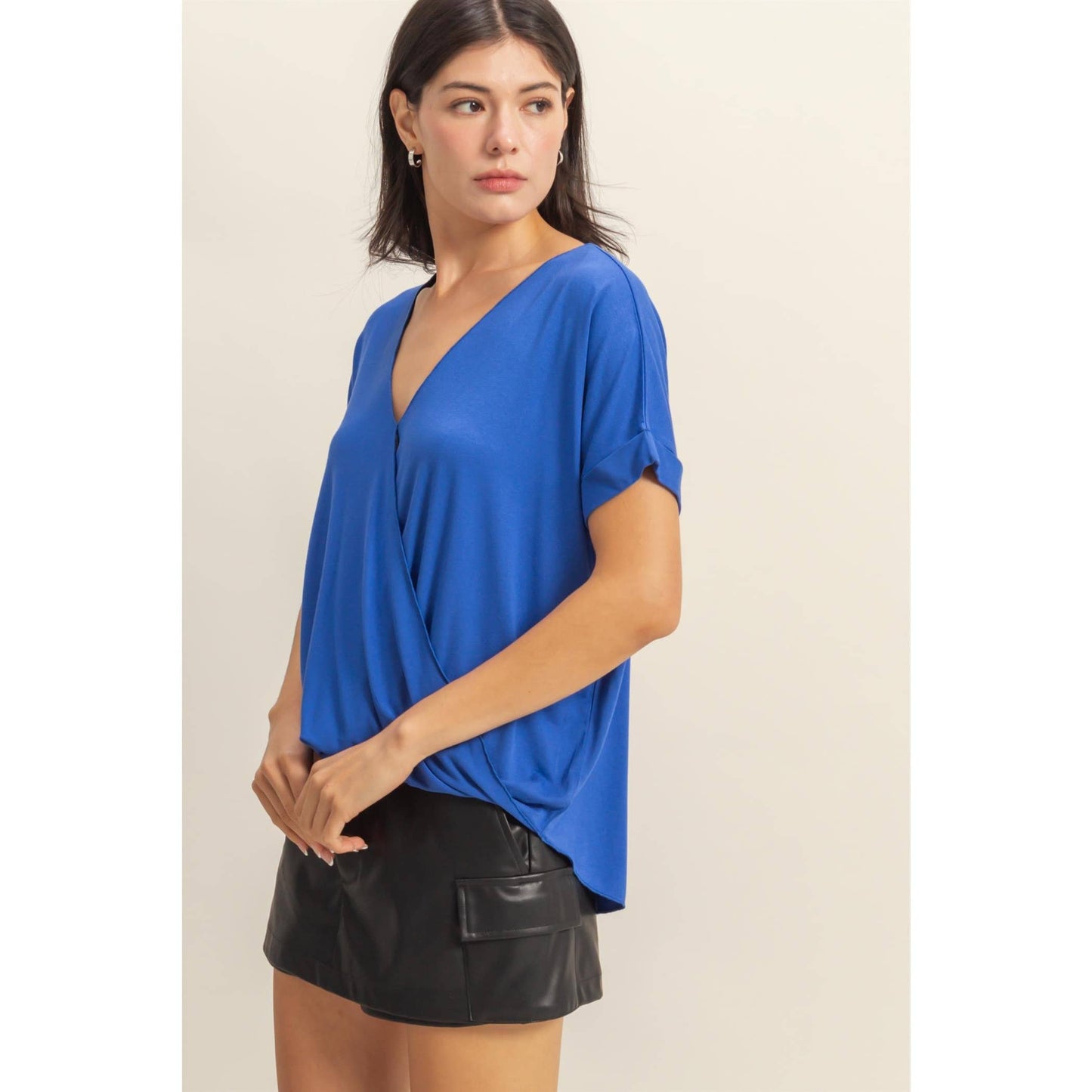 Short Sleeve Surplice Top