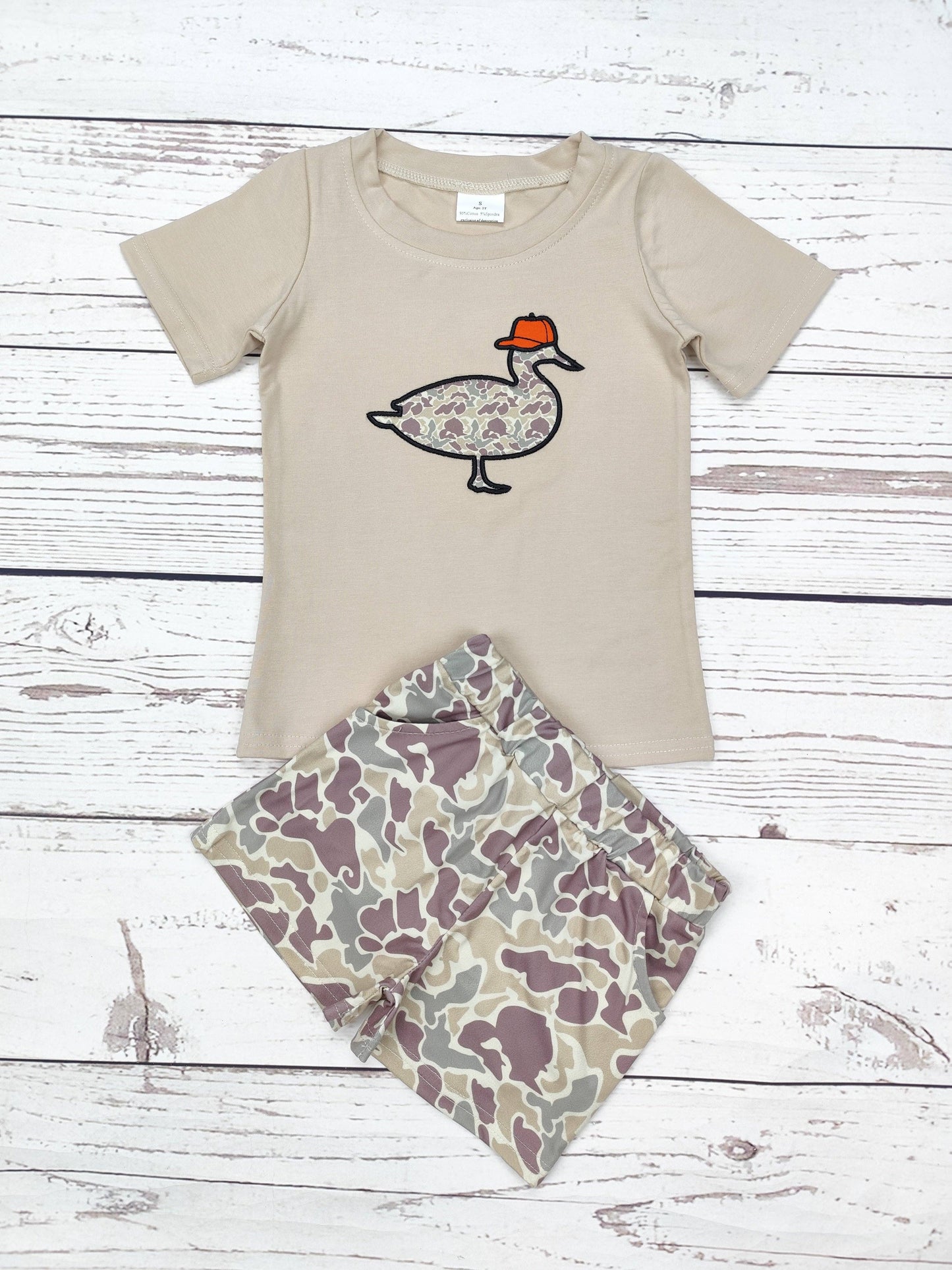 Boys Camouflage Duck Appliqué Top Shorts Set