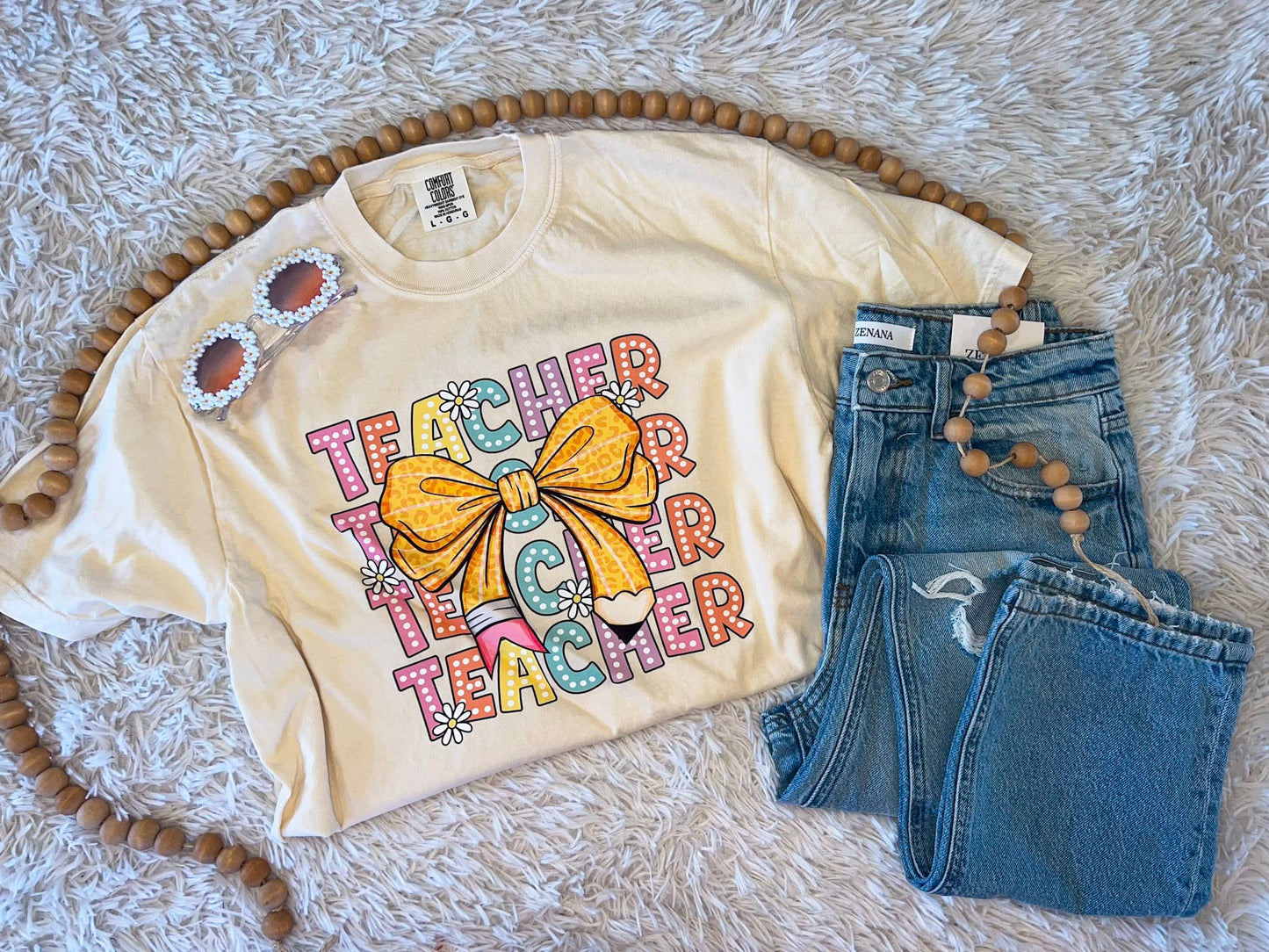 TEACHER STACKED TEE (IVORY)