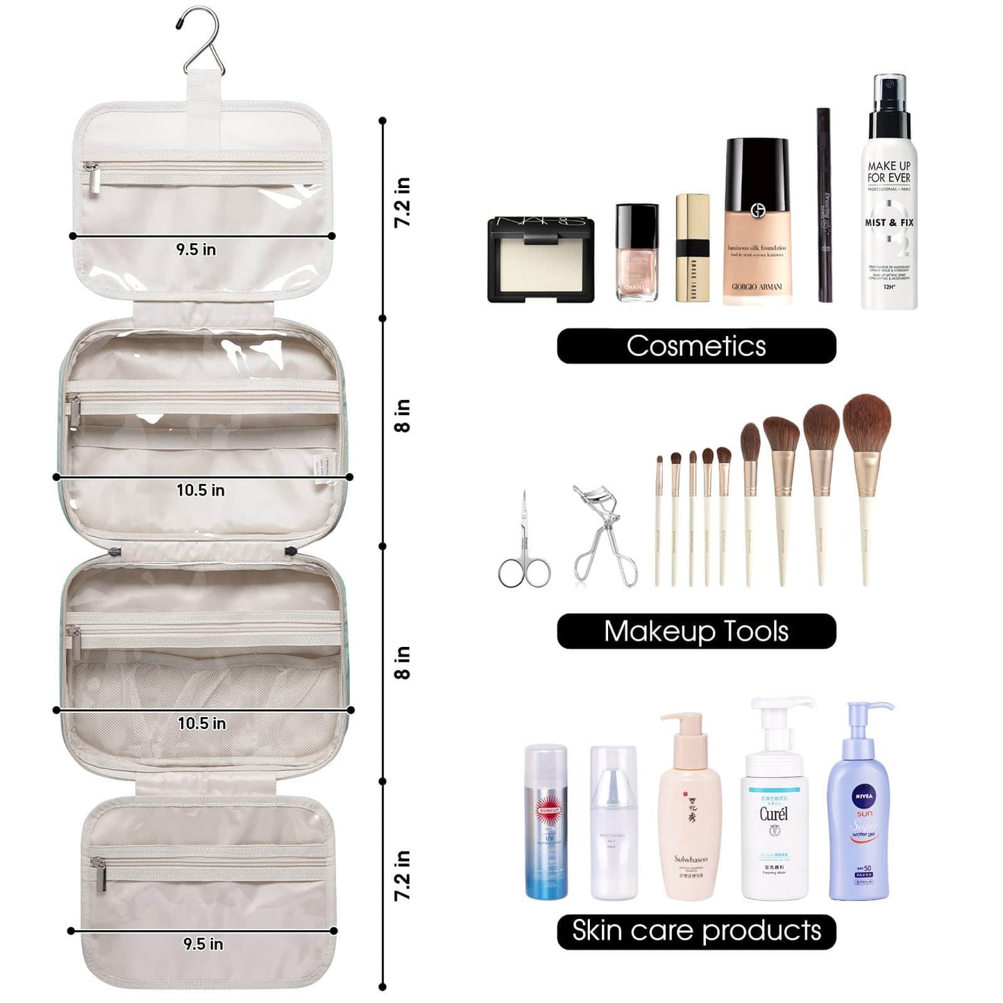 Narwey Hanging Toiletry Bag for Women Travel Makeup Bag