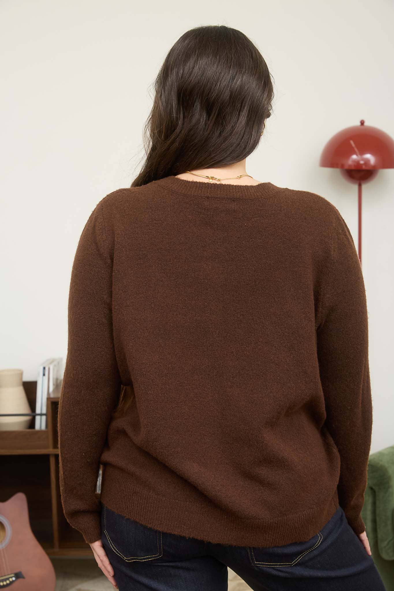 PLUS ROUND NECK BUTTON DOWN LONG SLEEVE CARDIGAN