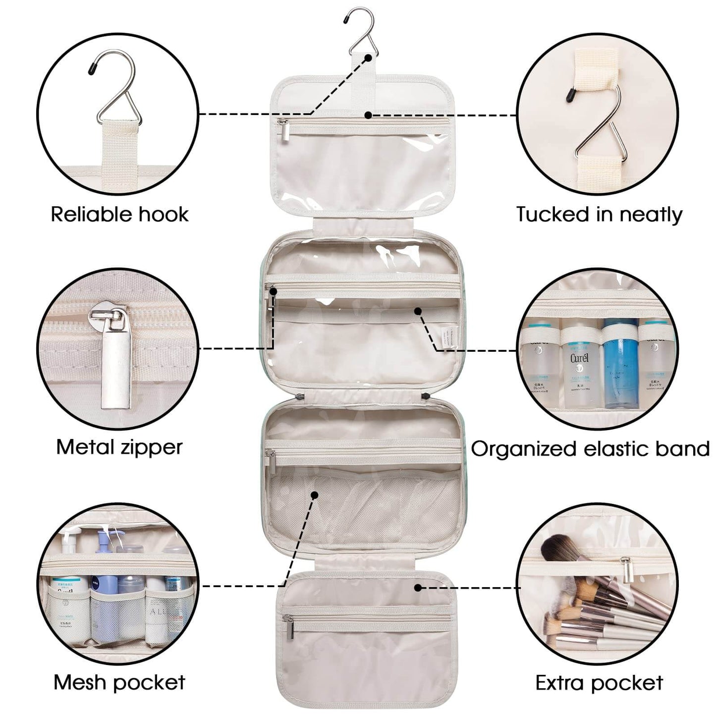 Narwey Hanging Toiletry Bag for Women Travel Makeup Bag