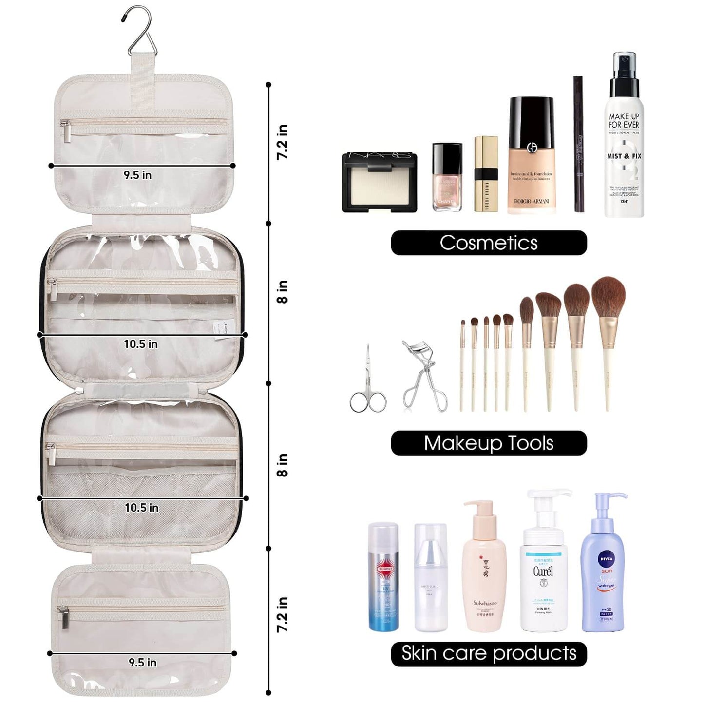 Narwey Hanging Toiletry Bag for Women Travel Makeup Bag
