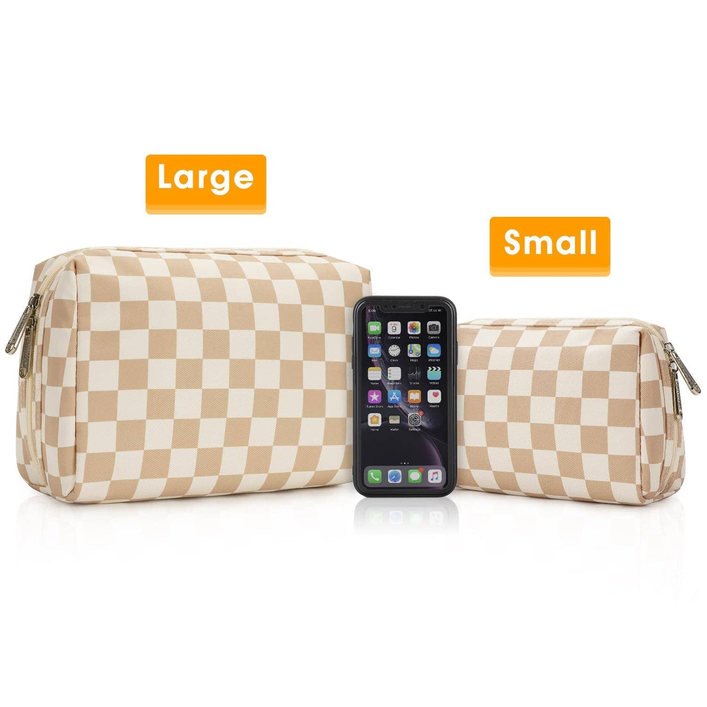 Checkered Makeup Bag Travel Cosmetic Bag Organizer Toiletry