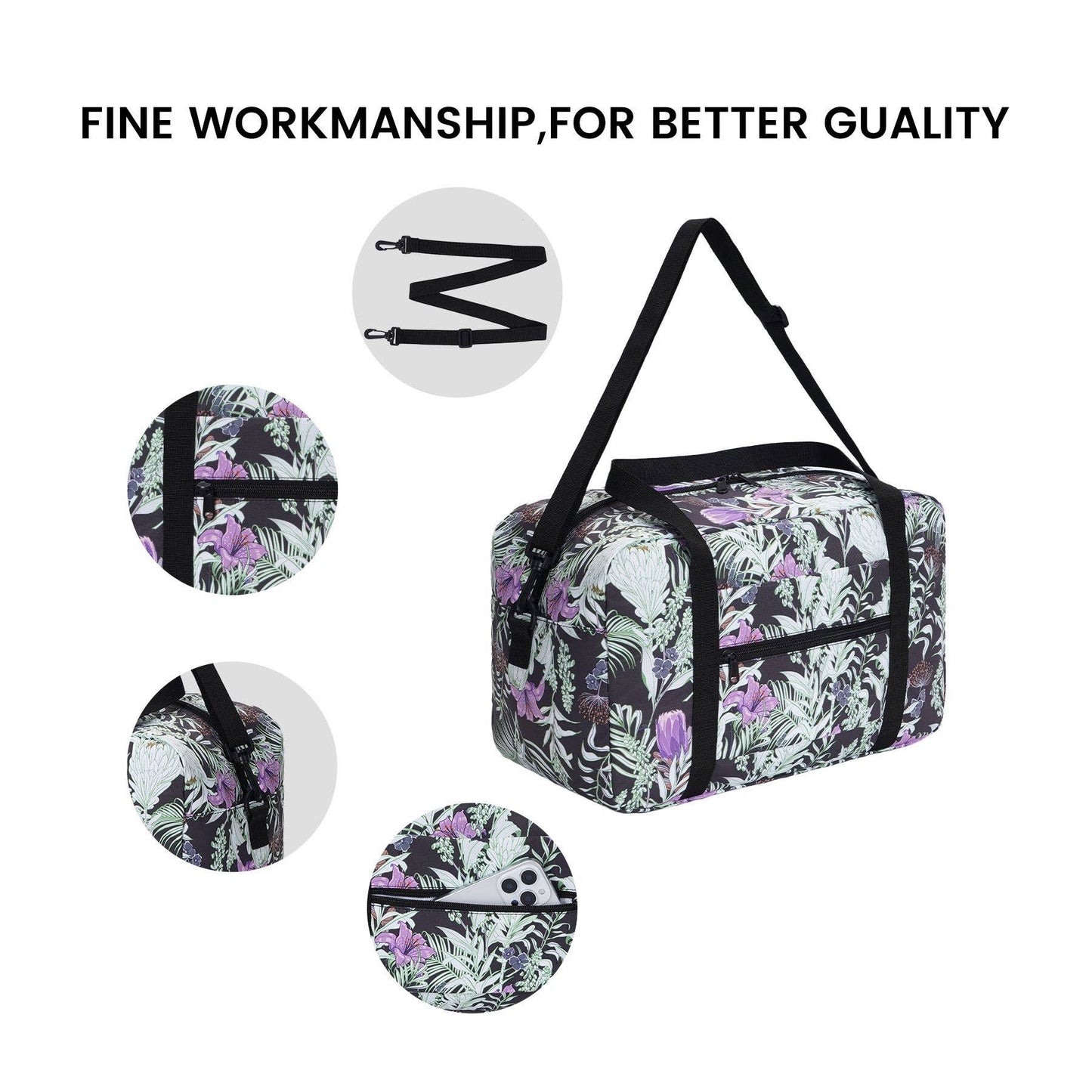 Printed Travel Duffel Bag 20L UnderSeat Storage For Airlines
