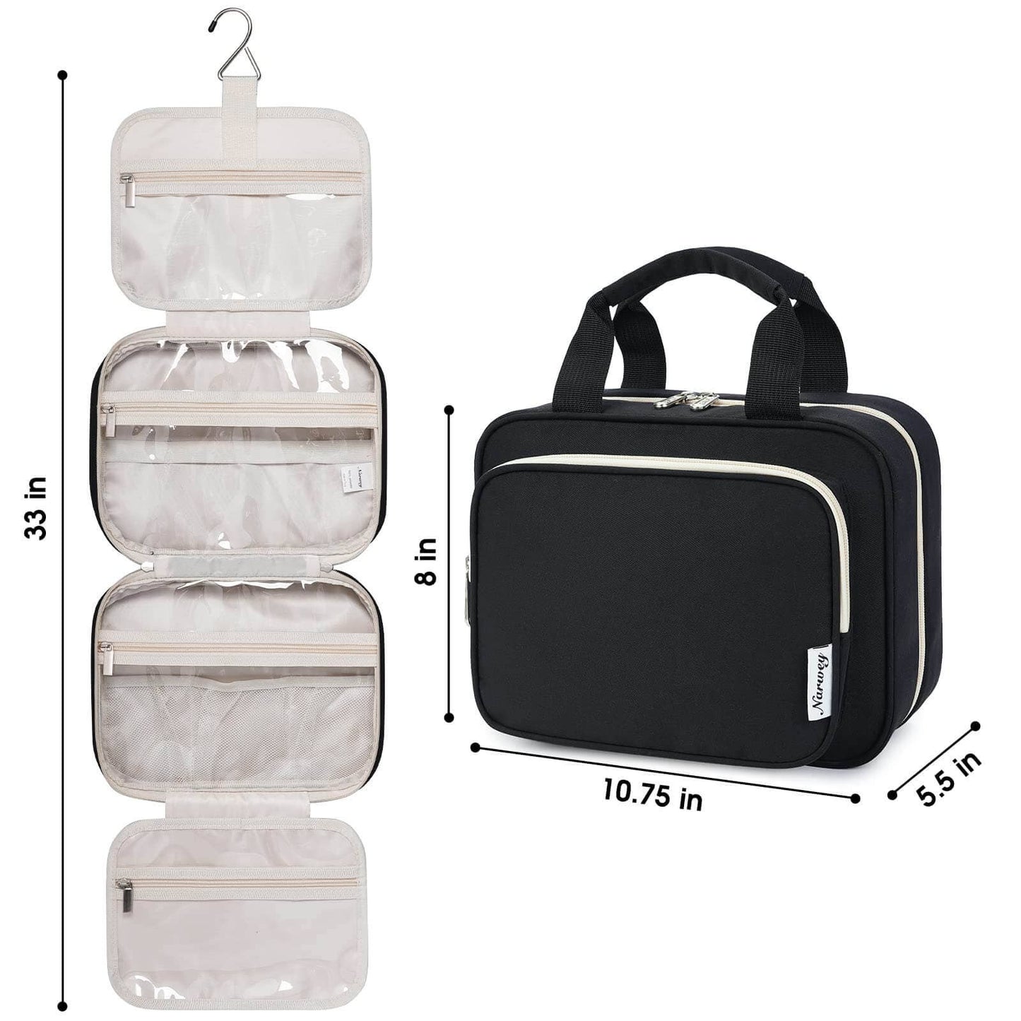 Narwey Hanging Toiletry Bag for Women Travel Makeup Bag