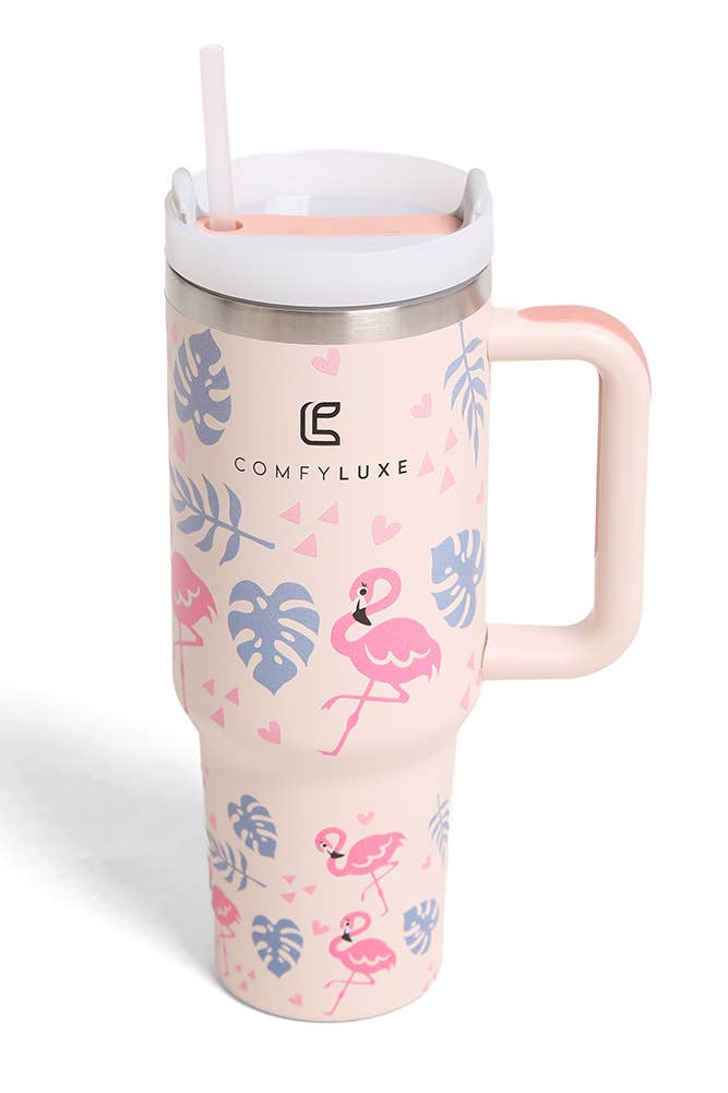 Flamingos 40oz Handle Tumbler