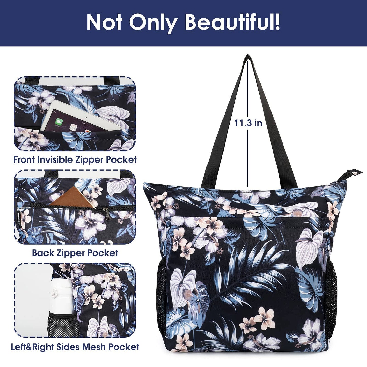 WANDF Water-resistant Beach Shoulder Tote Bag for Women