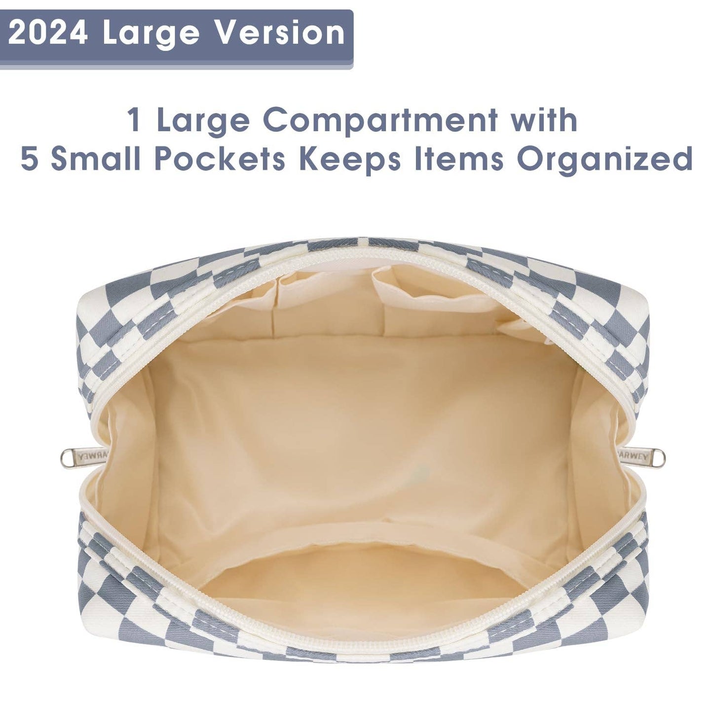 Checkered Makeup Bag Travel Cosmetic Bag Organizer Toiletry