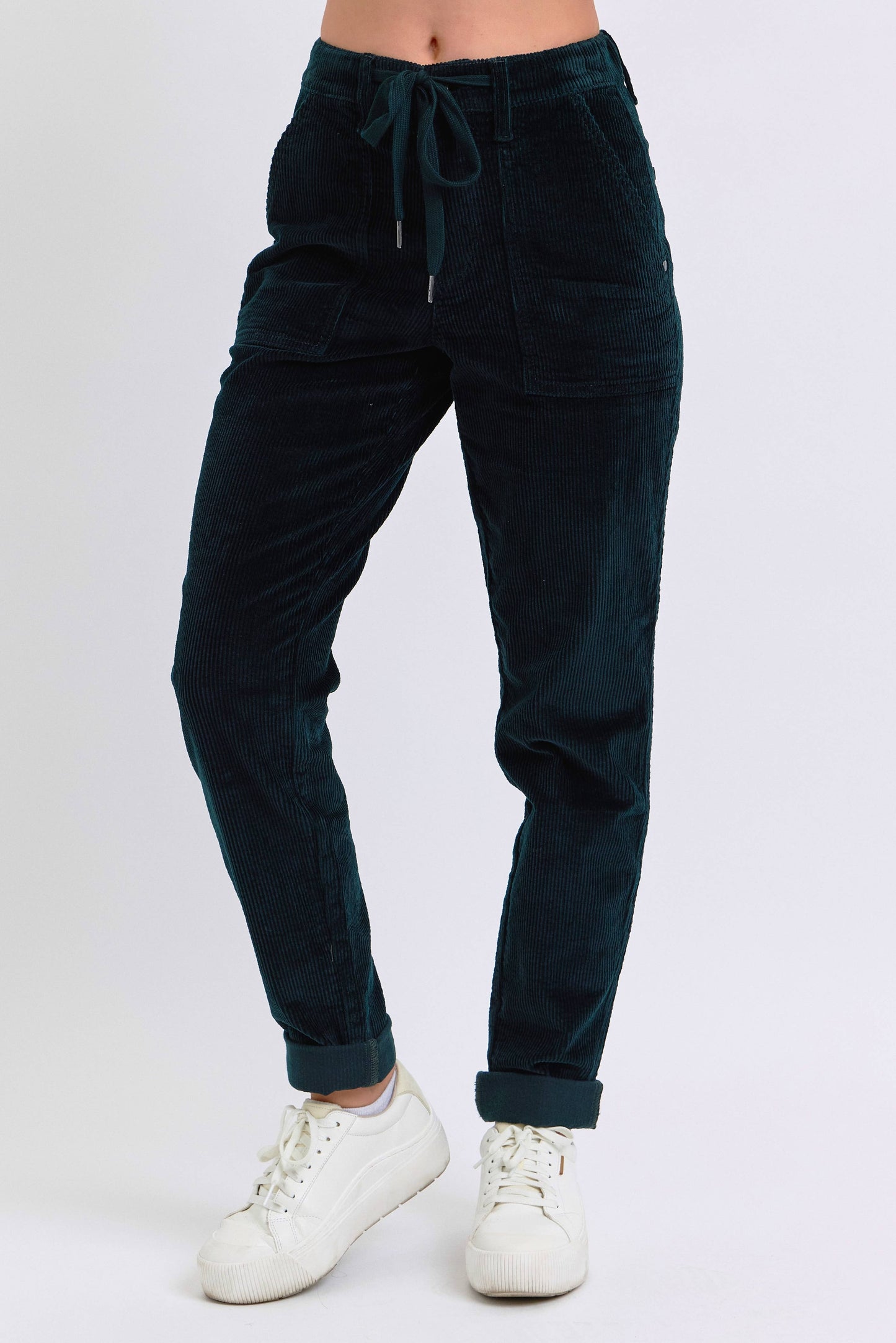 High Waisted Corduroy Cuffed Jogger