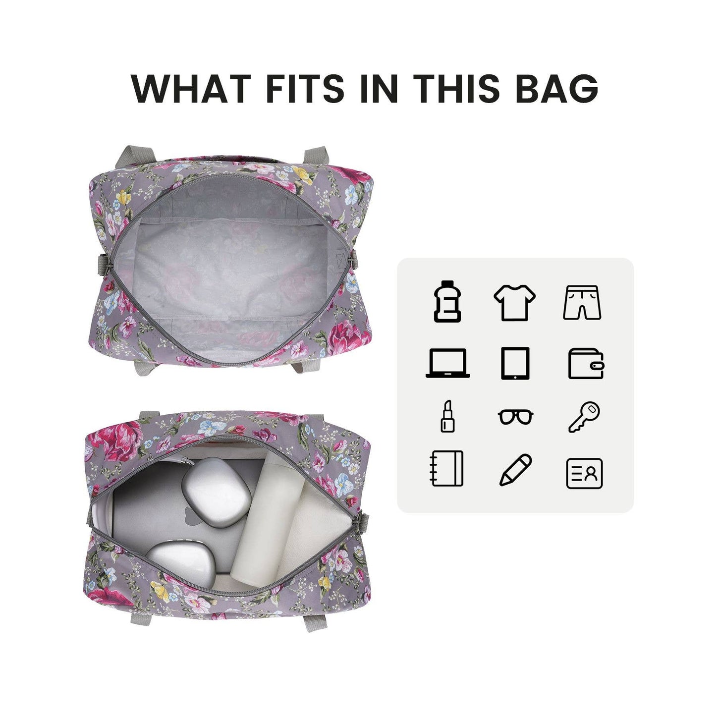 Printed Travel Duffel Bag 20L UnderSeat Storage For Airlines