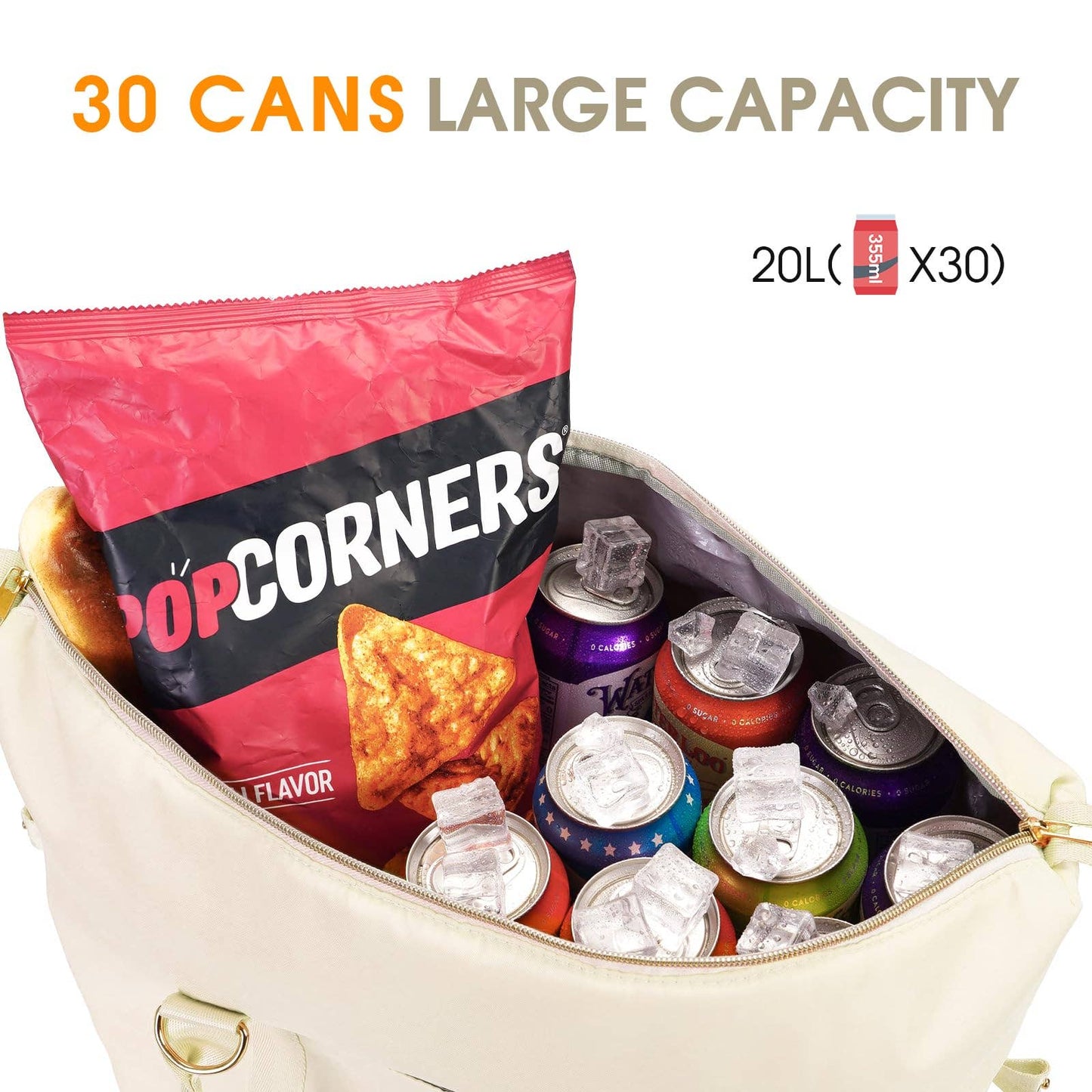 30 Can Insulated Soft Leakproof Cooler Tote Camping Bag