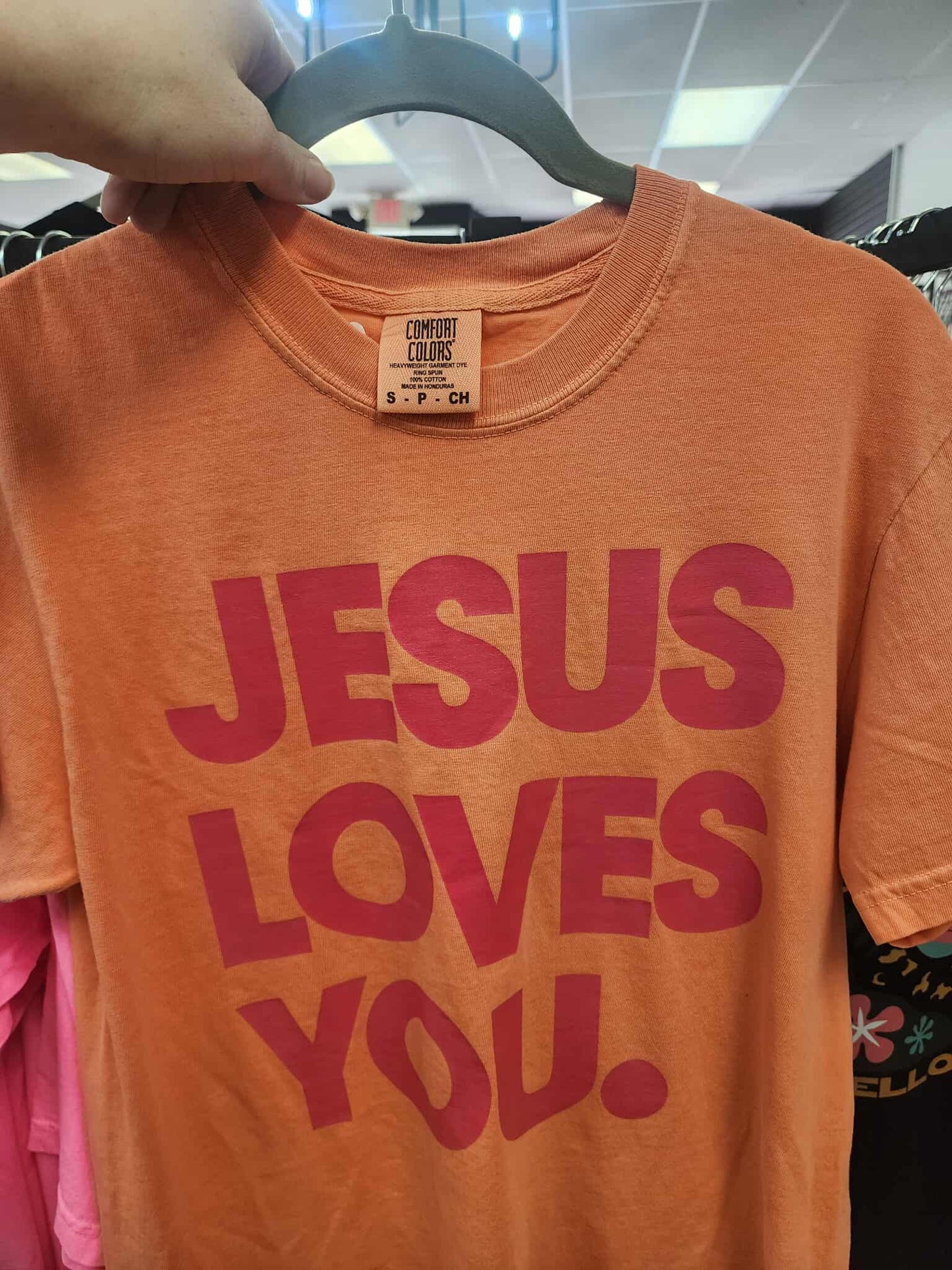 Jesus Love You Graphic Tee - Neon Orange