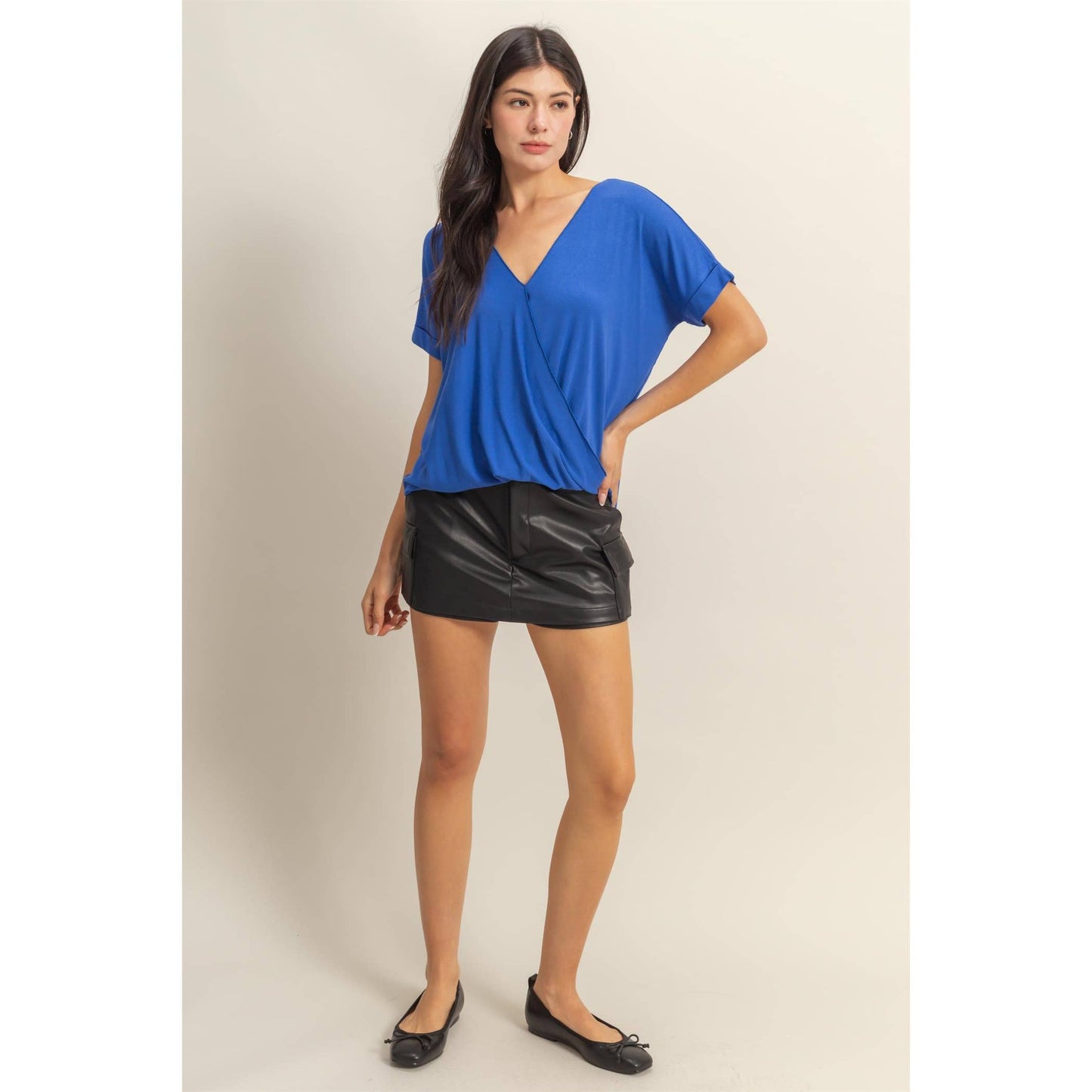 Short Sleeve Surplice Top