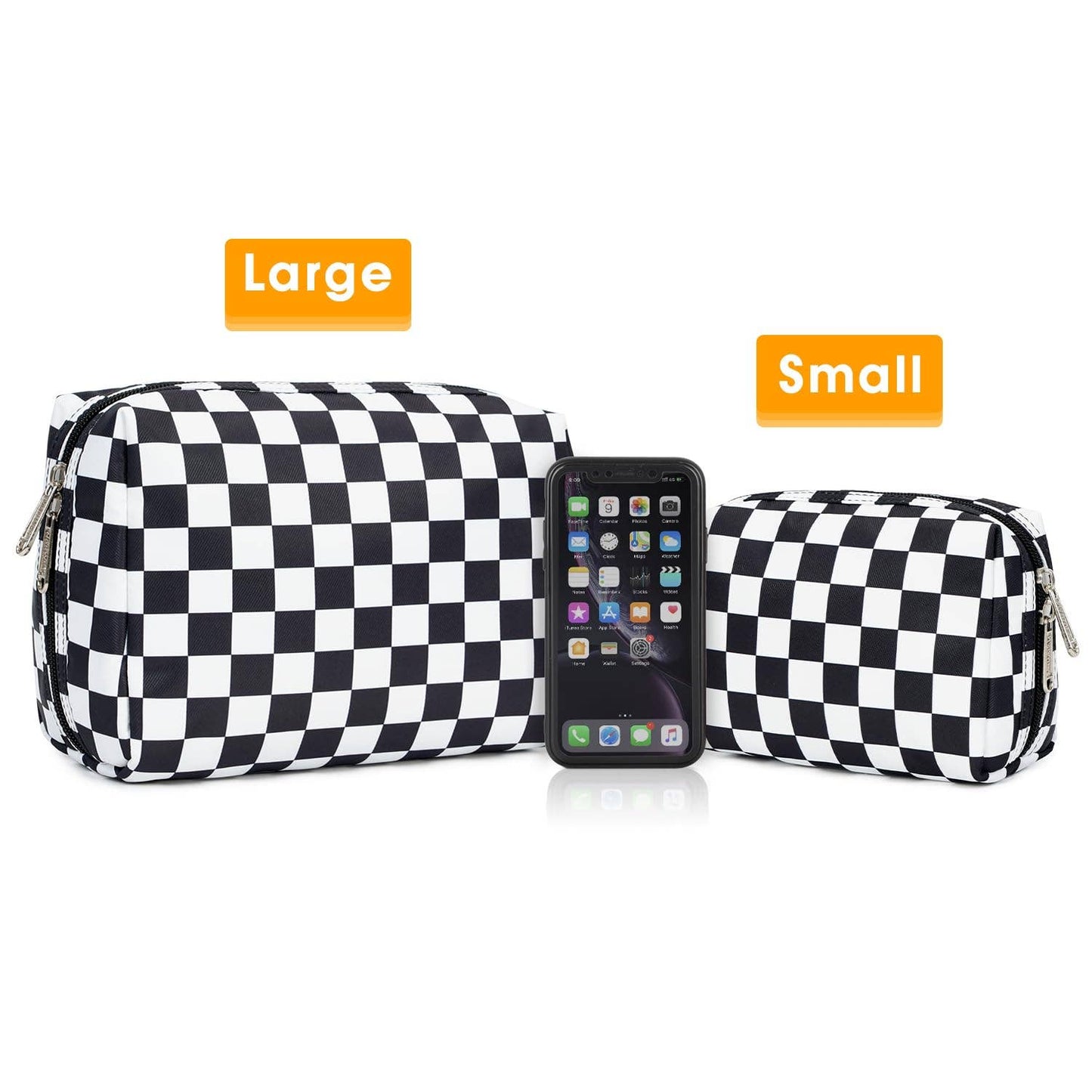 Checkered Makeup Bag Travel Cosmetic Bag Organizer Toiletry