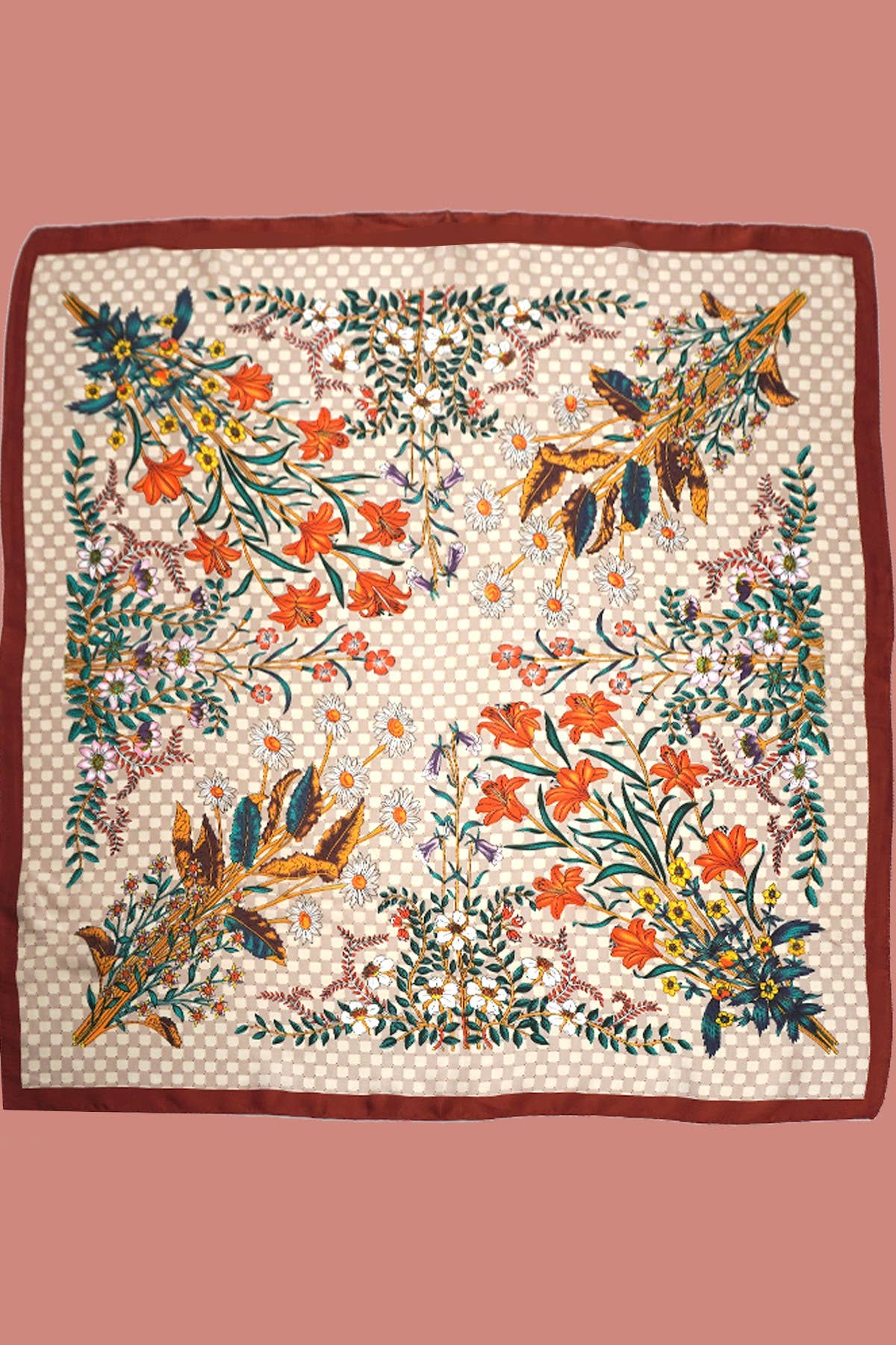 Large Floral Print Bandana Scarf