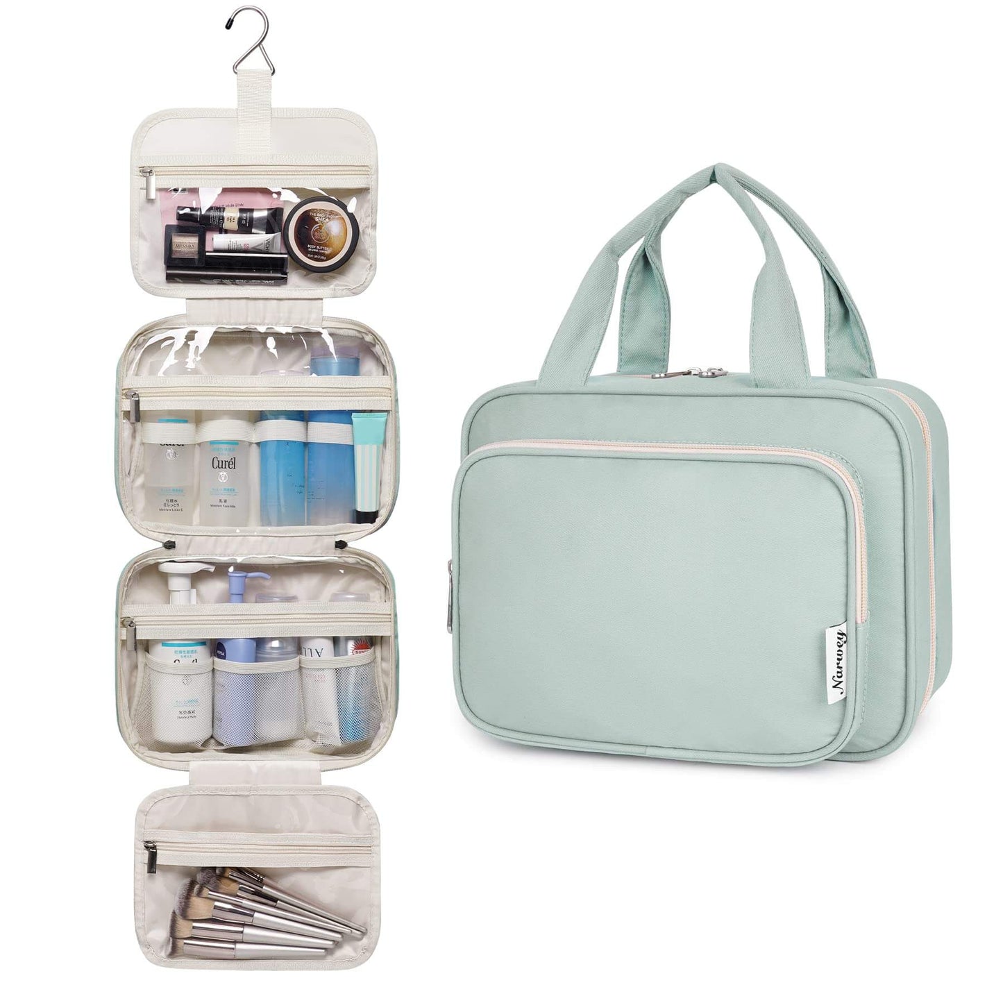 Narwey Hanging Toiletry Bag for Women Travel Makeup Bag