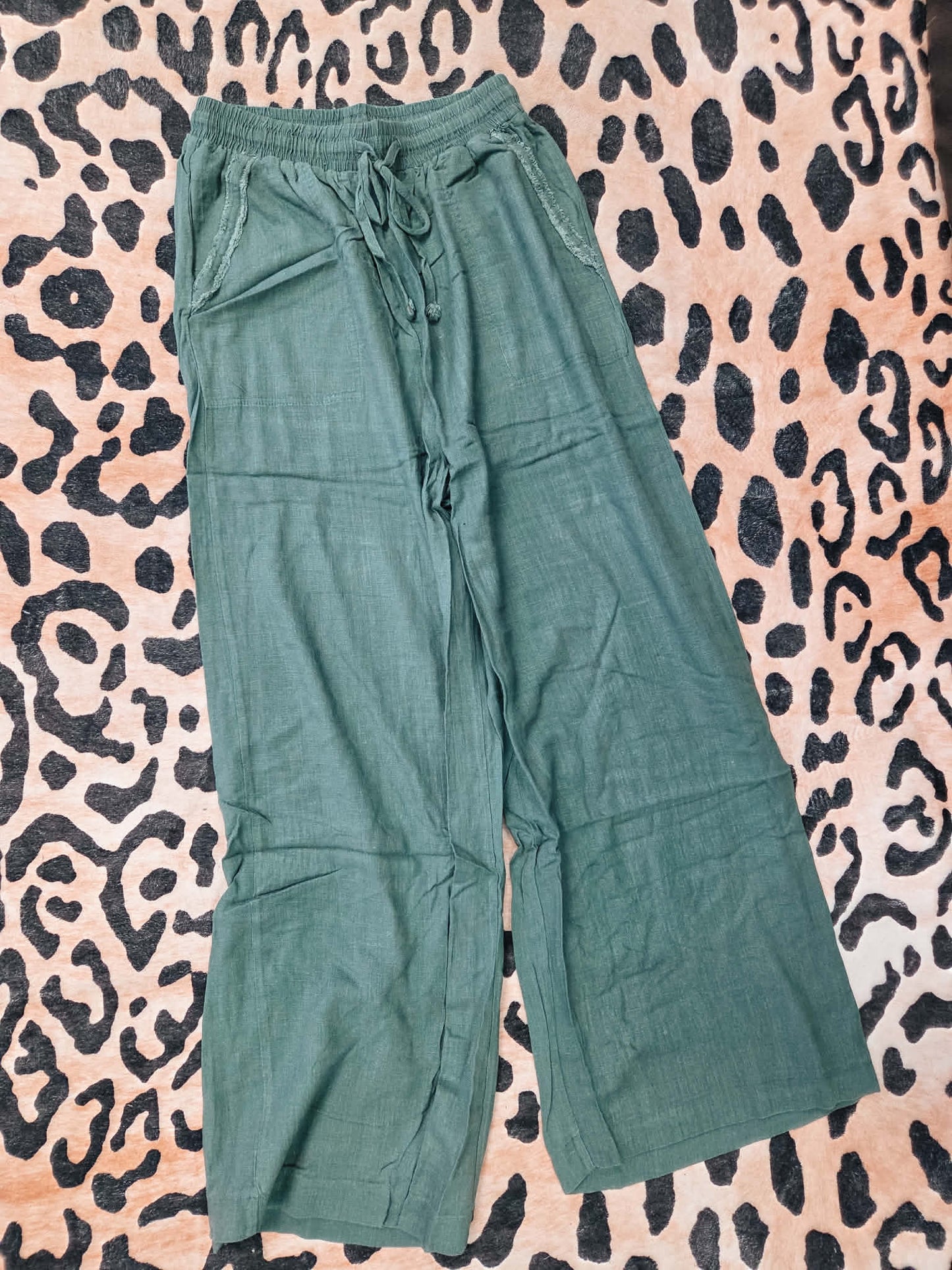 Linen Wide Leg Pants - Jade