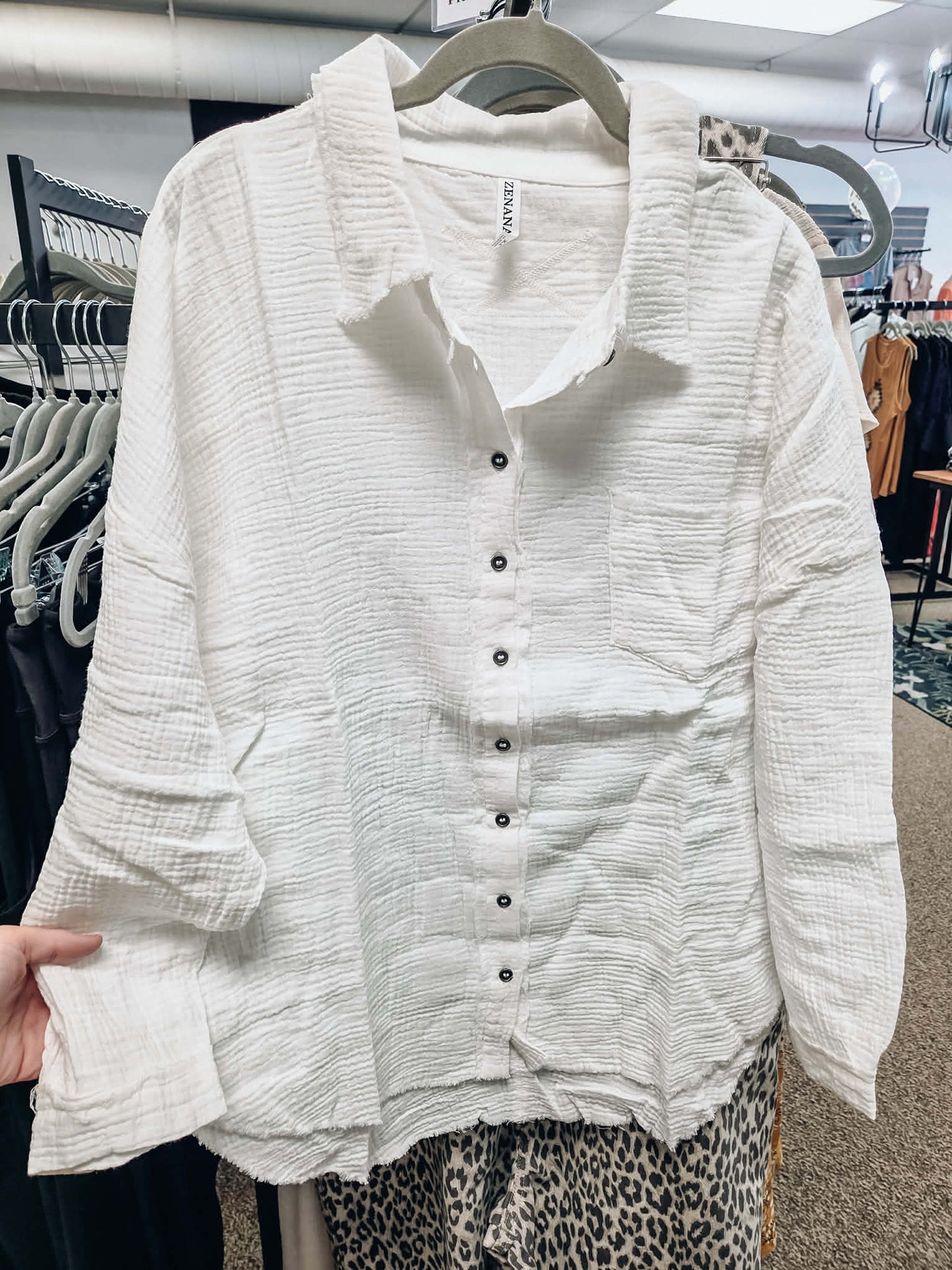 Plus - Double Gauze Oversized Shirt Ivory