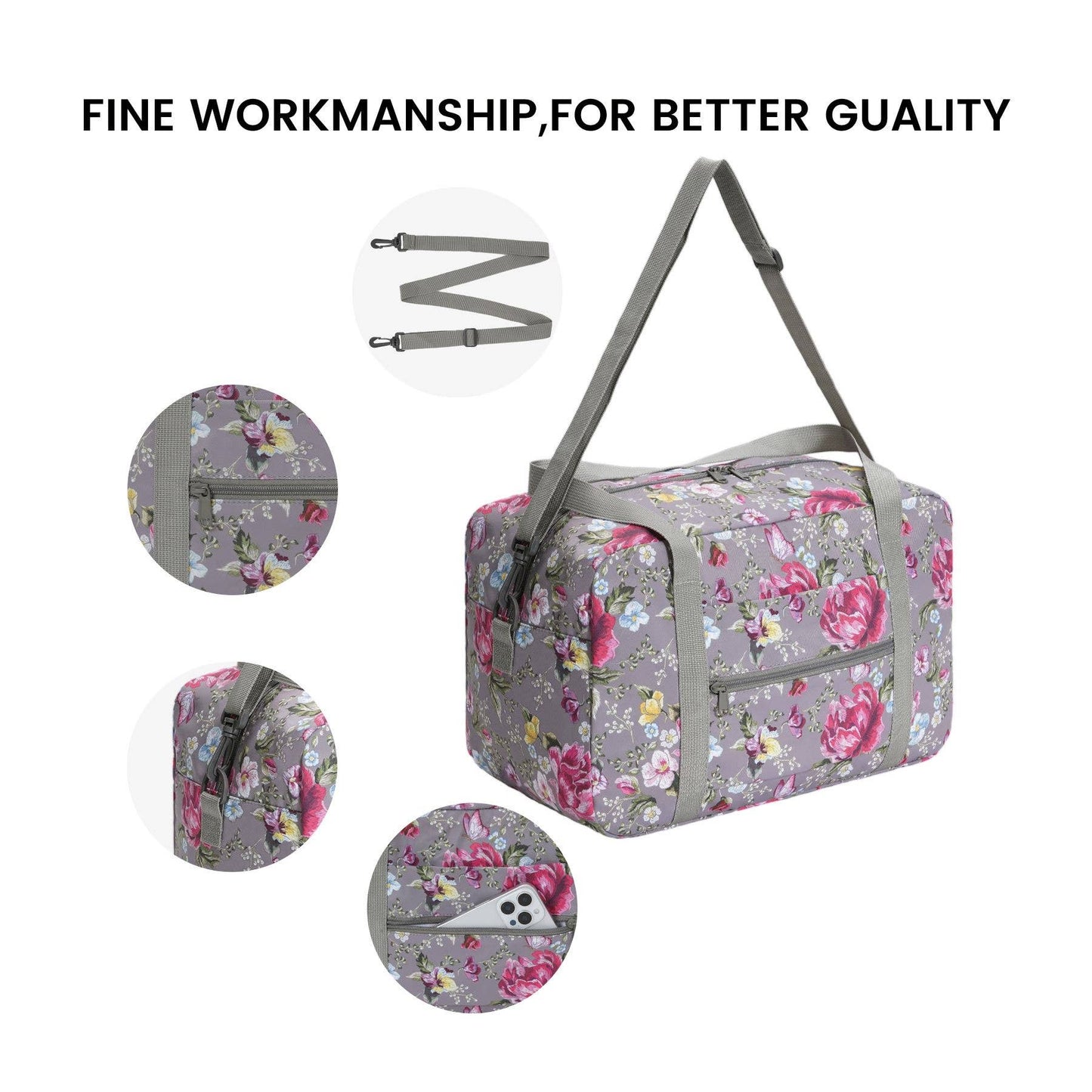 Printed Travel Duffel Bag 20L UnderSeat Storage For Airlines