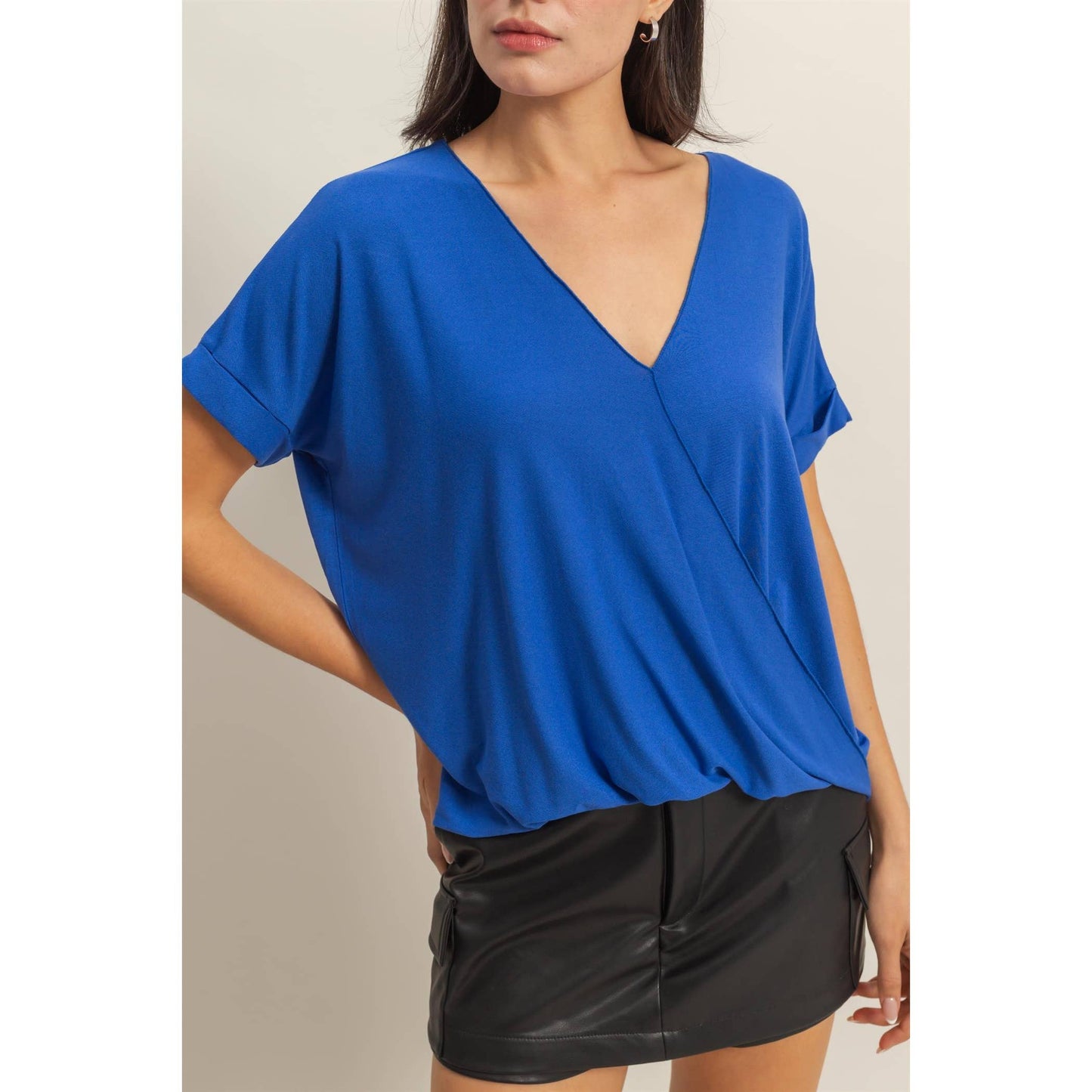 Short Sleeve Surplice Top