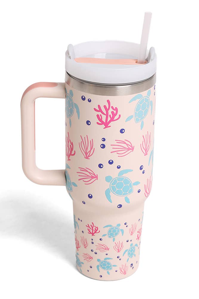 Turtle Coral 40oz Handle Tumbler