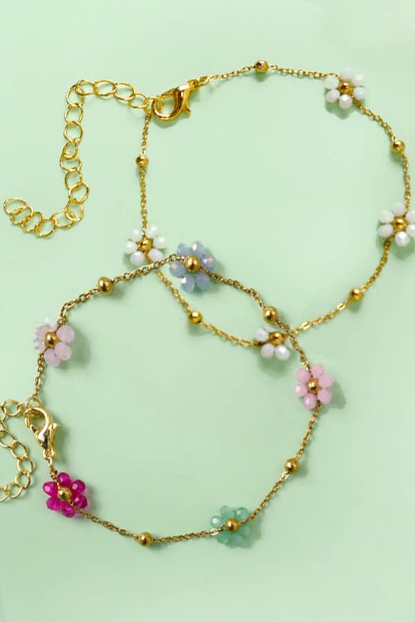 SUMMER MULTI BEADED FLOWER CHARM BRACELETS