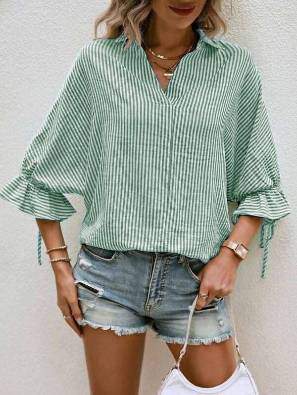 Stripe V-neck Top