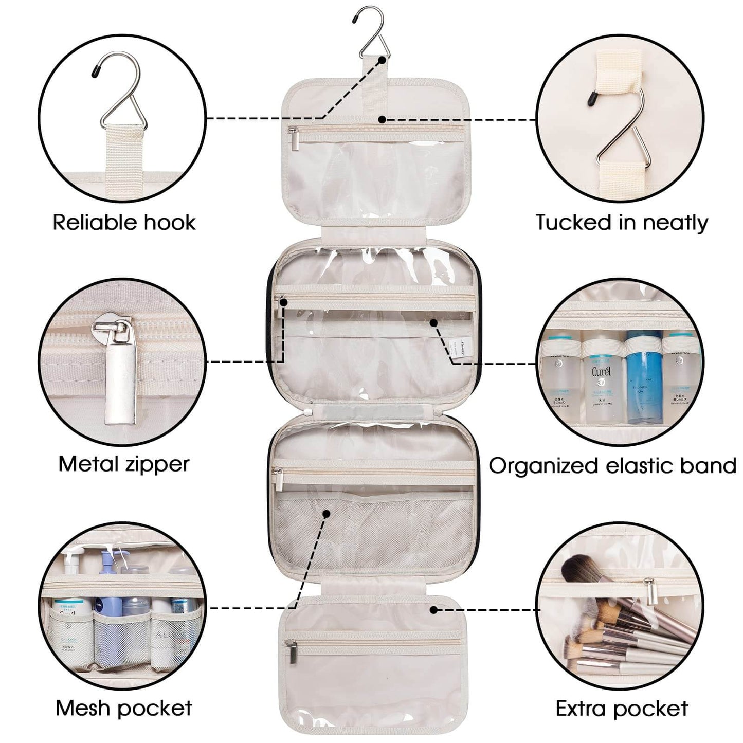Narwey Hanging Toiletry Bag for Women Travel Makeup Bag