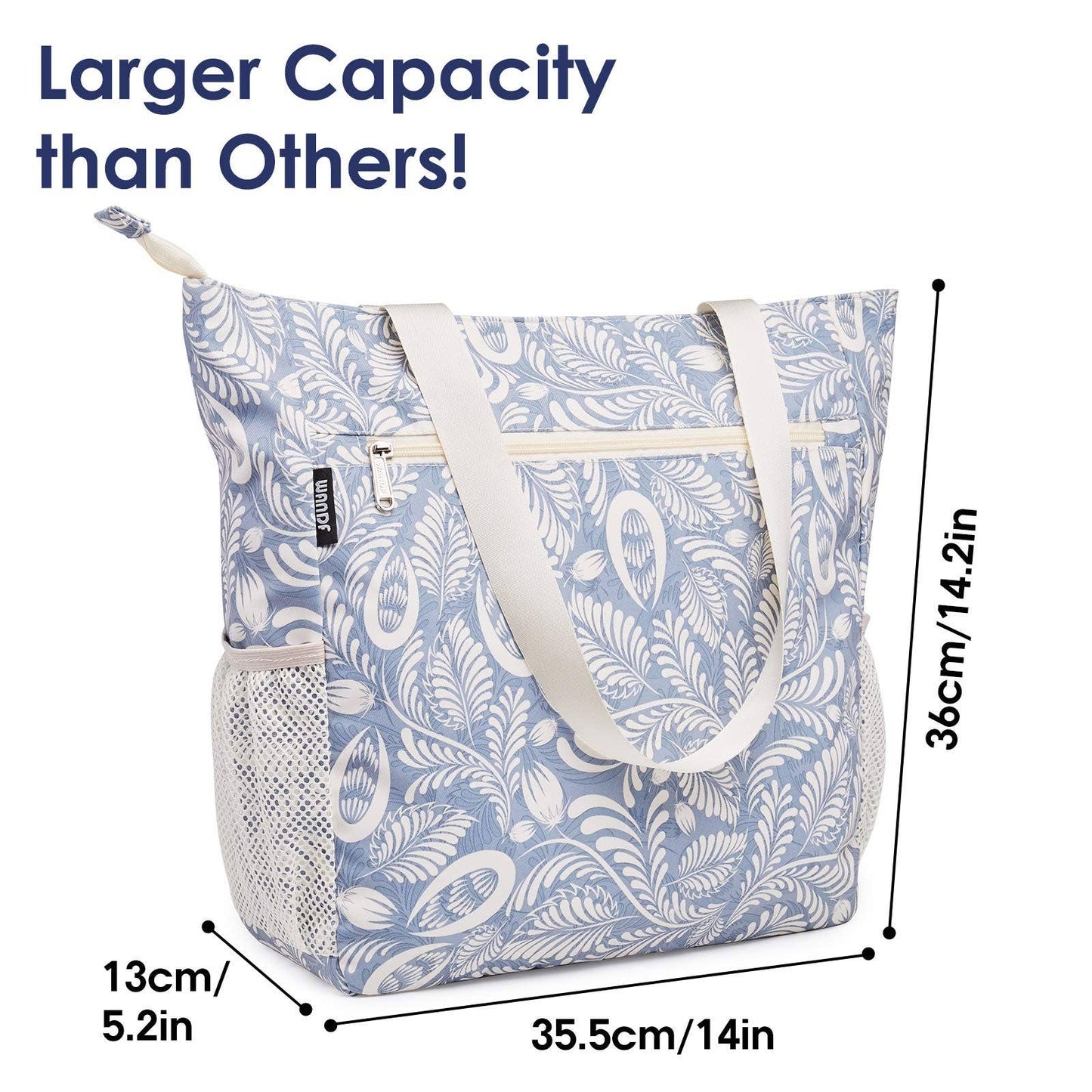 WANDF Water-resistant Beach Shoulder Tote Bag for Women