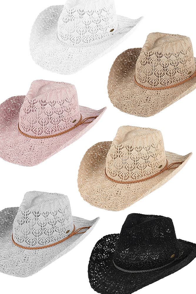 C.C Horseshoe Lace Knitting Cowboy Hat