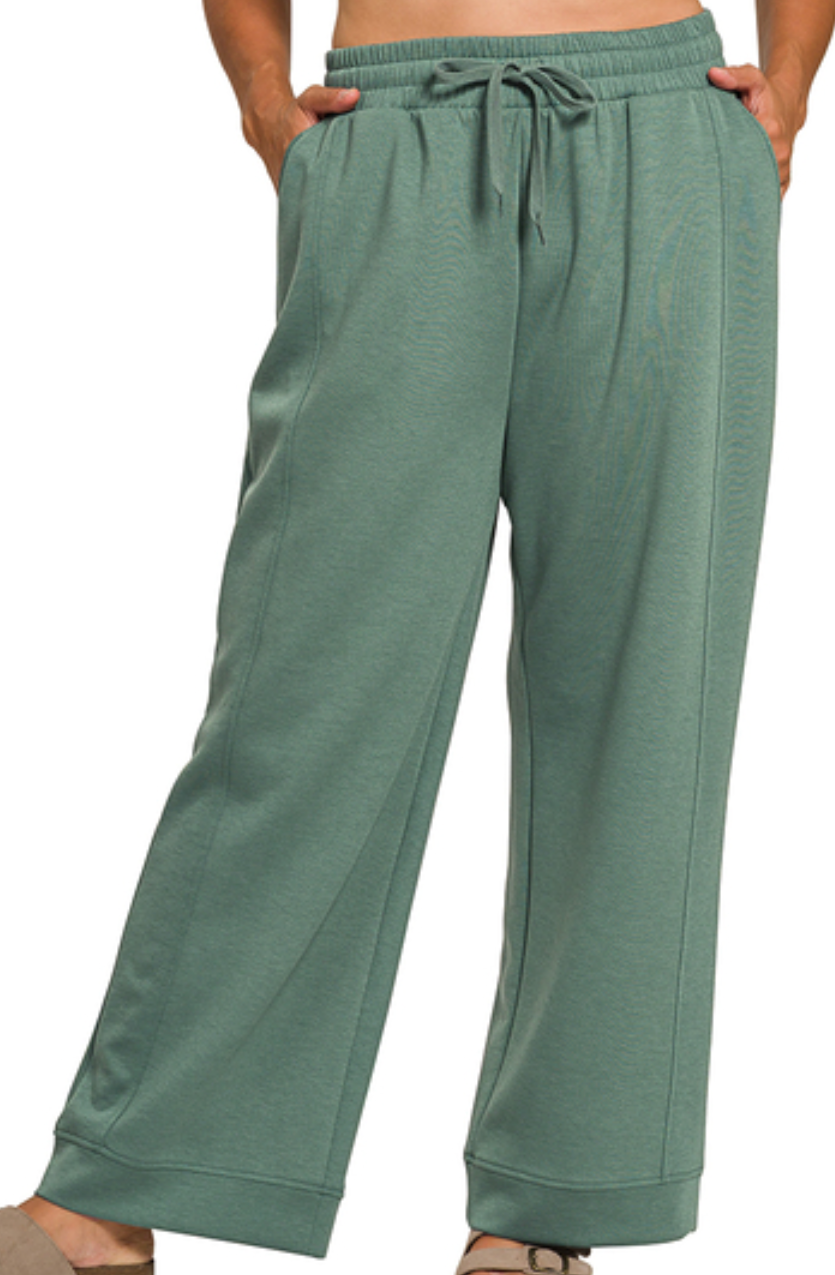 Plus - Scuba Drawstring Pants - Jade