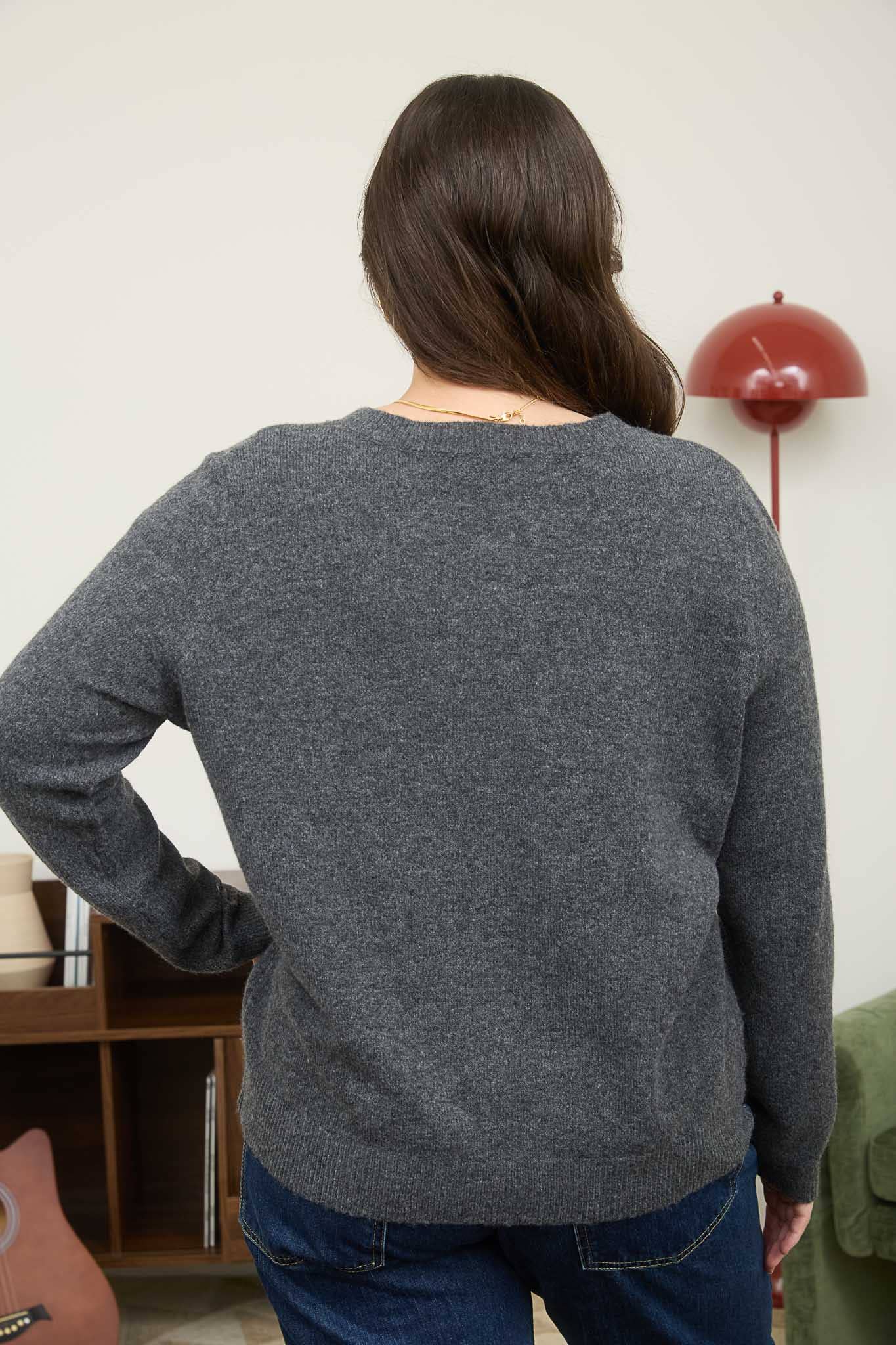 PLUS ROUND NECK BUTTON DOWN LONG SLEEVE CARDIGAN