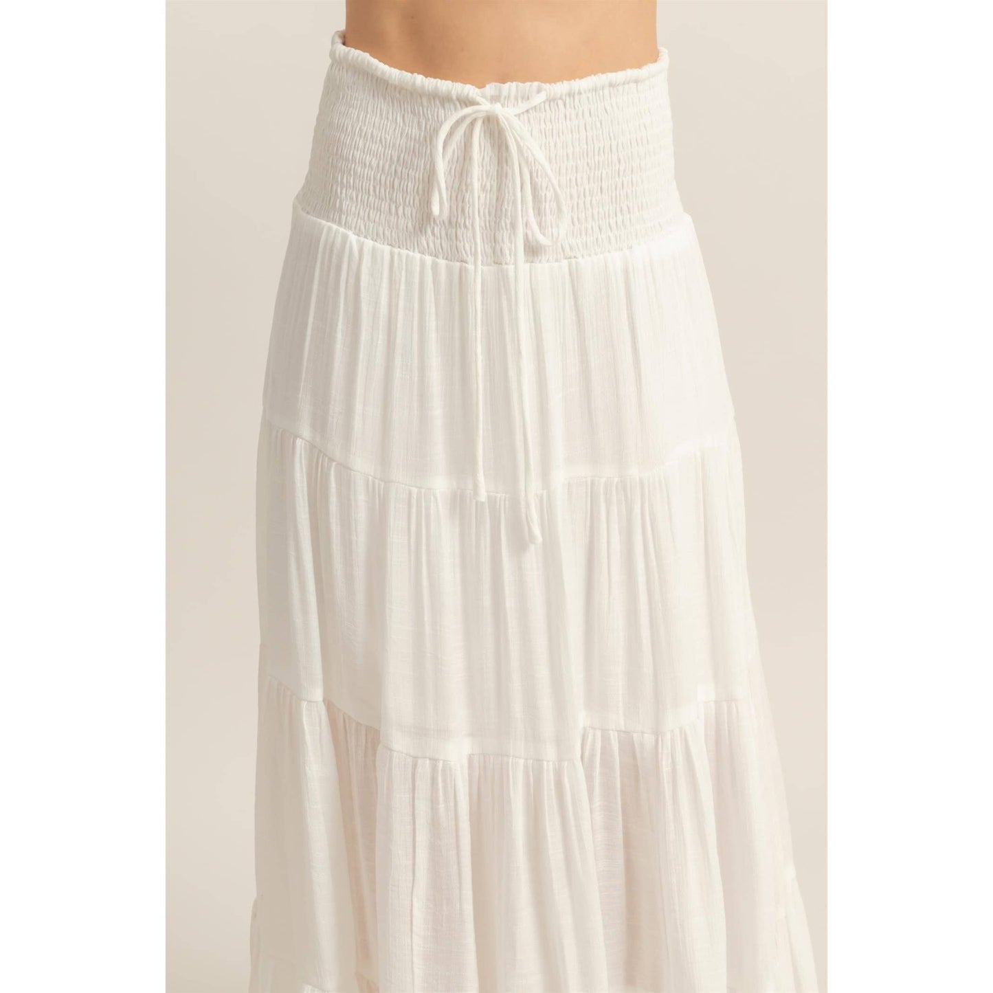 Smocked Waist Tiered Maxi Skirt