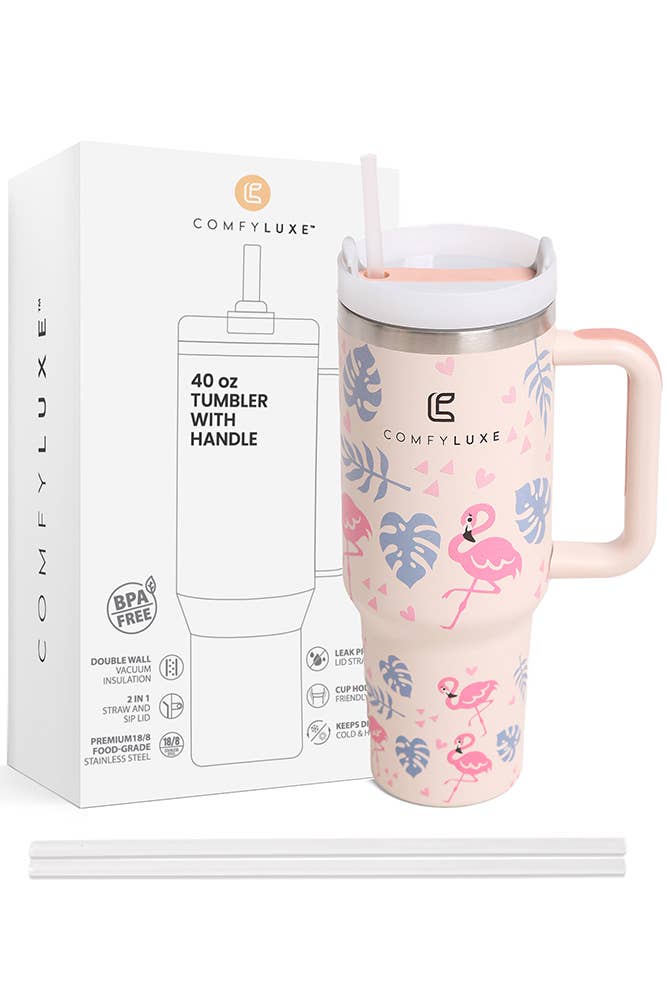 Flamingos 40oz Handle Tumbler