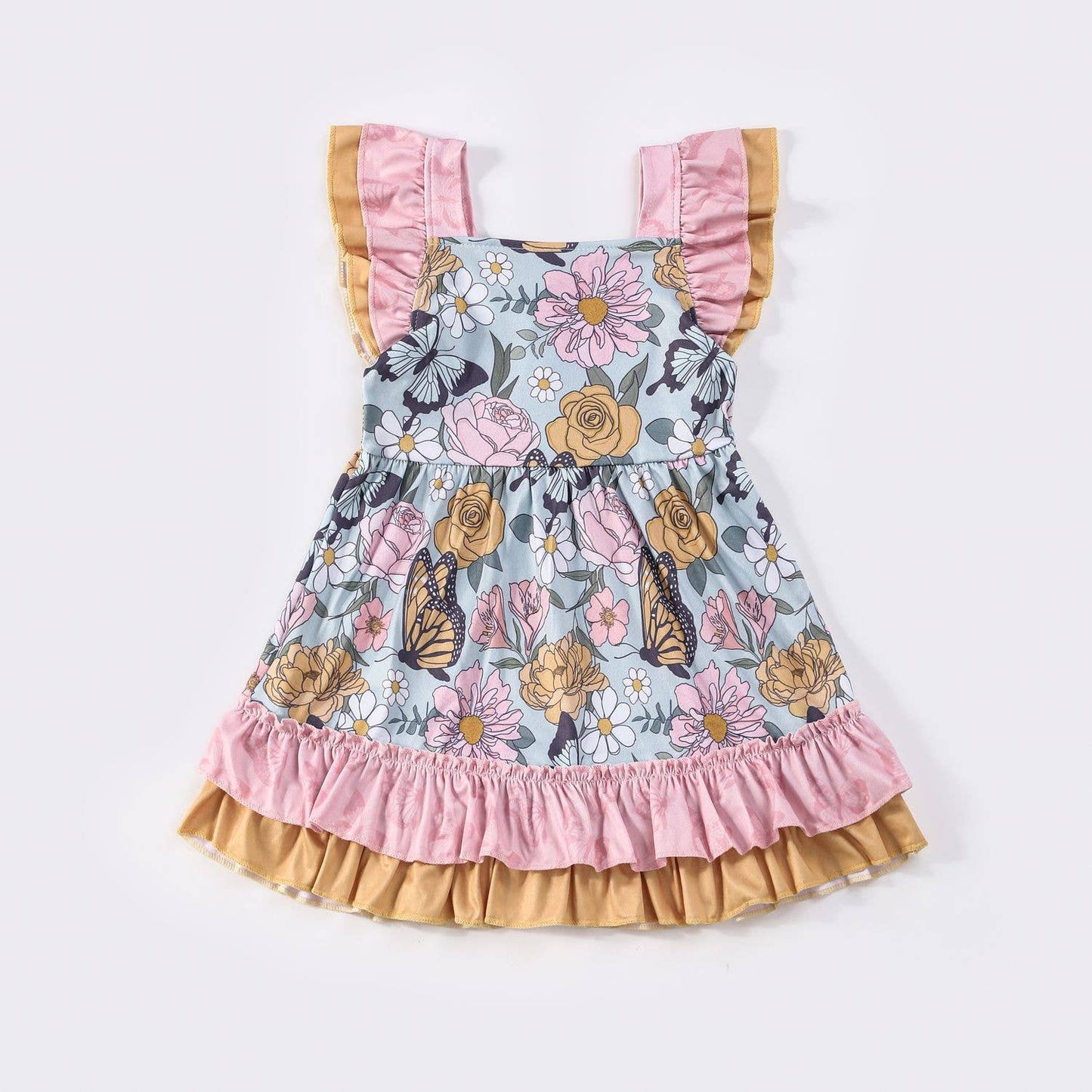 Aqua Butterfly Garden Girls Dress