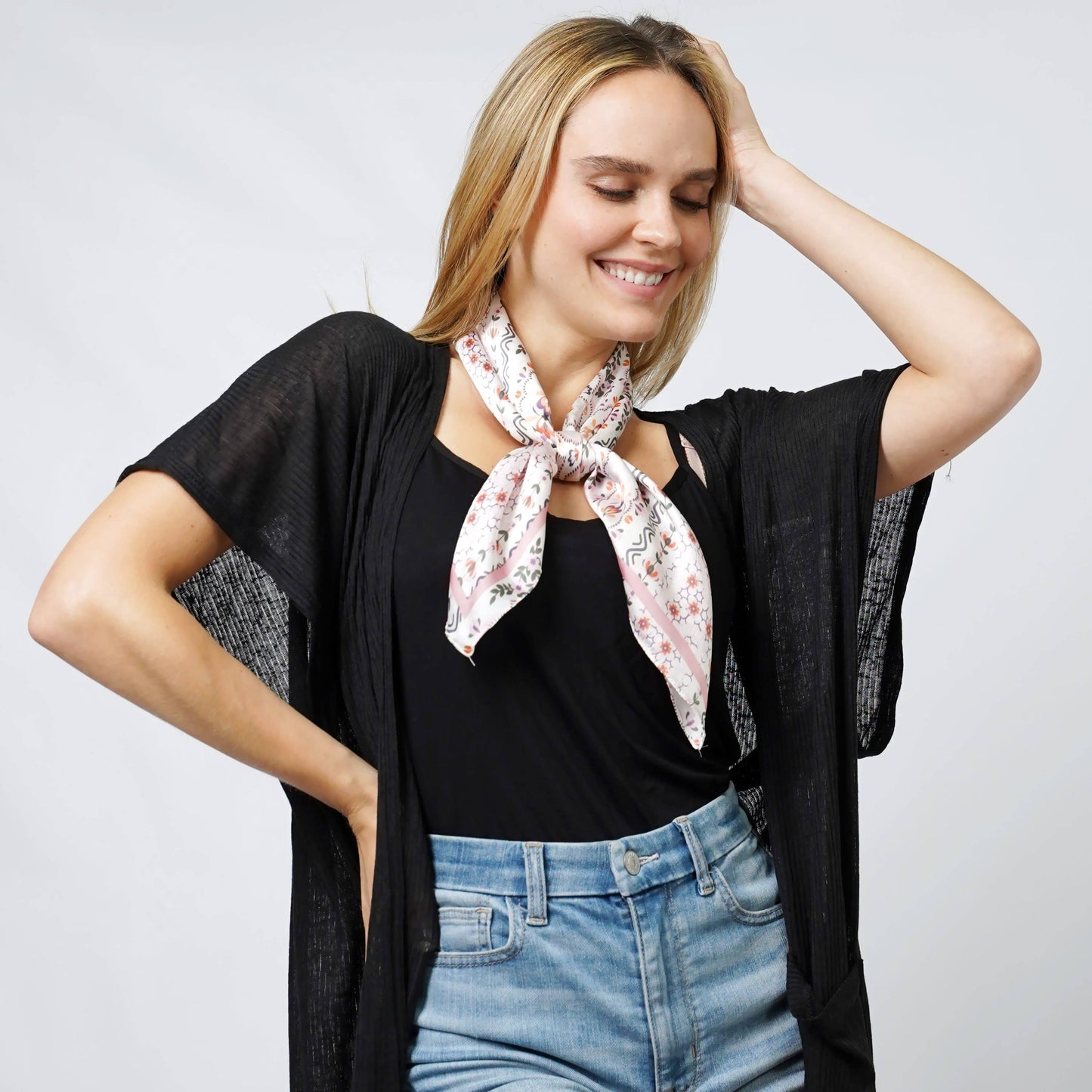 Floral Print Satin Square Scarf/Headwrap/Tube top