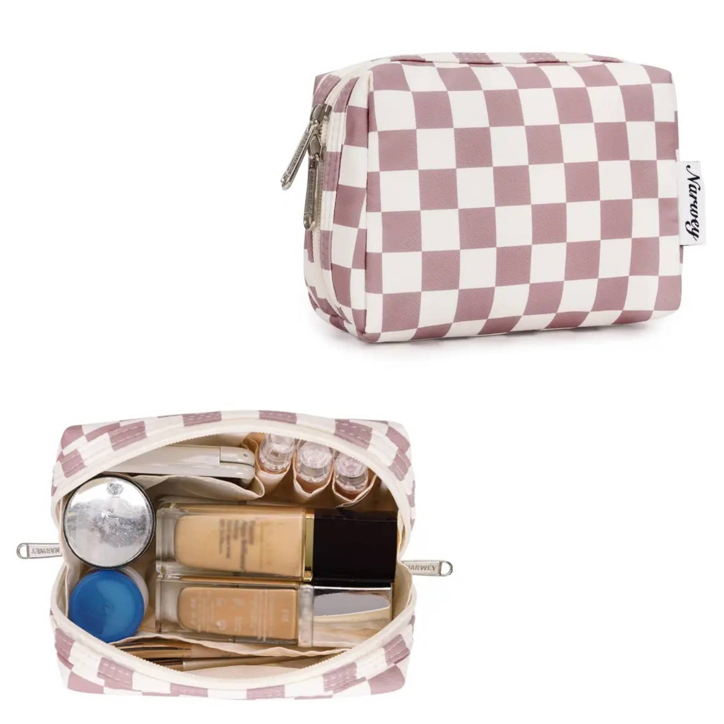 Checkered Makeup Bag Travel Cosmetic Bag Organizer Toiletry