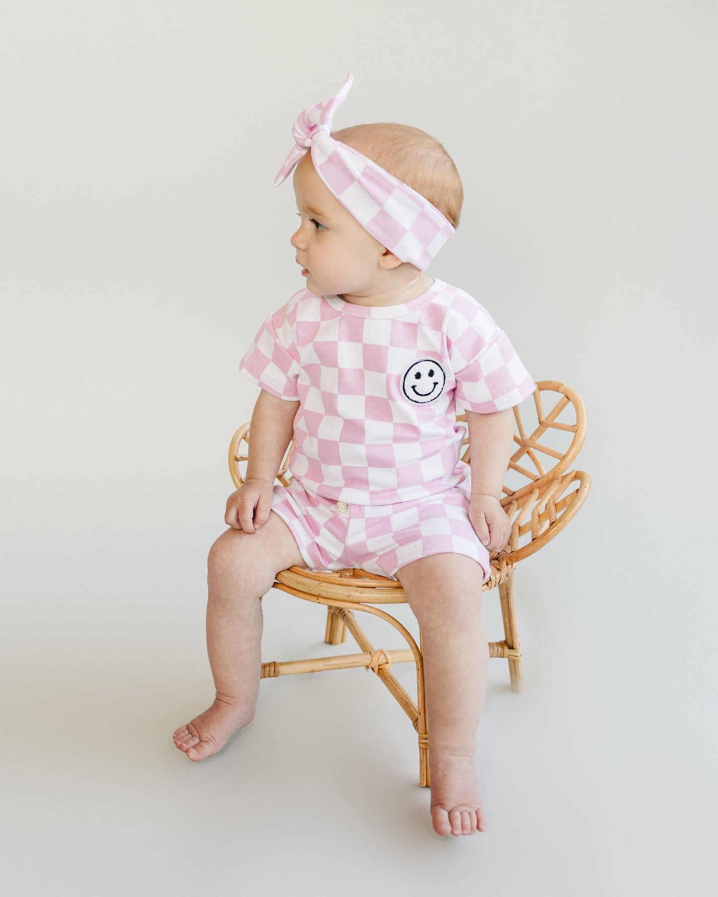 Kid's Checkered Shorts Set | Pink