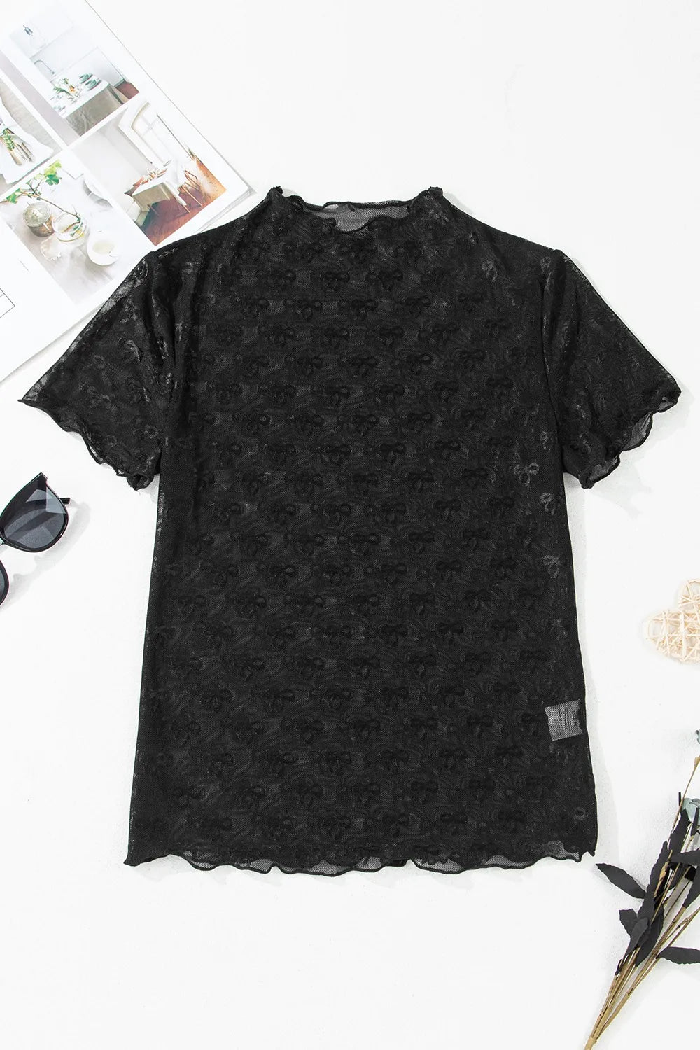 Bow Sheer Mesh Layering Shirt