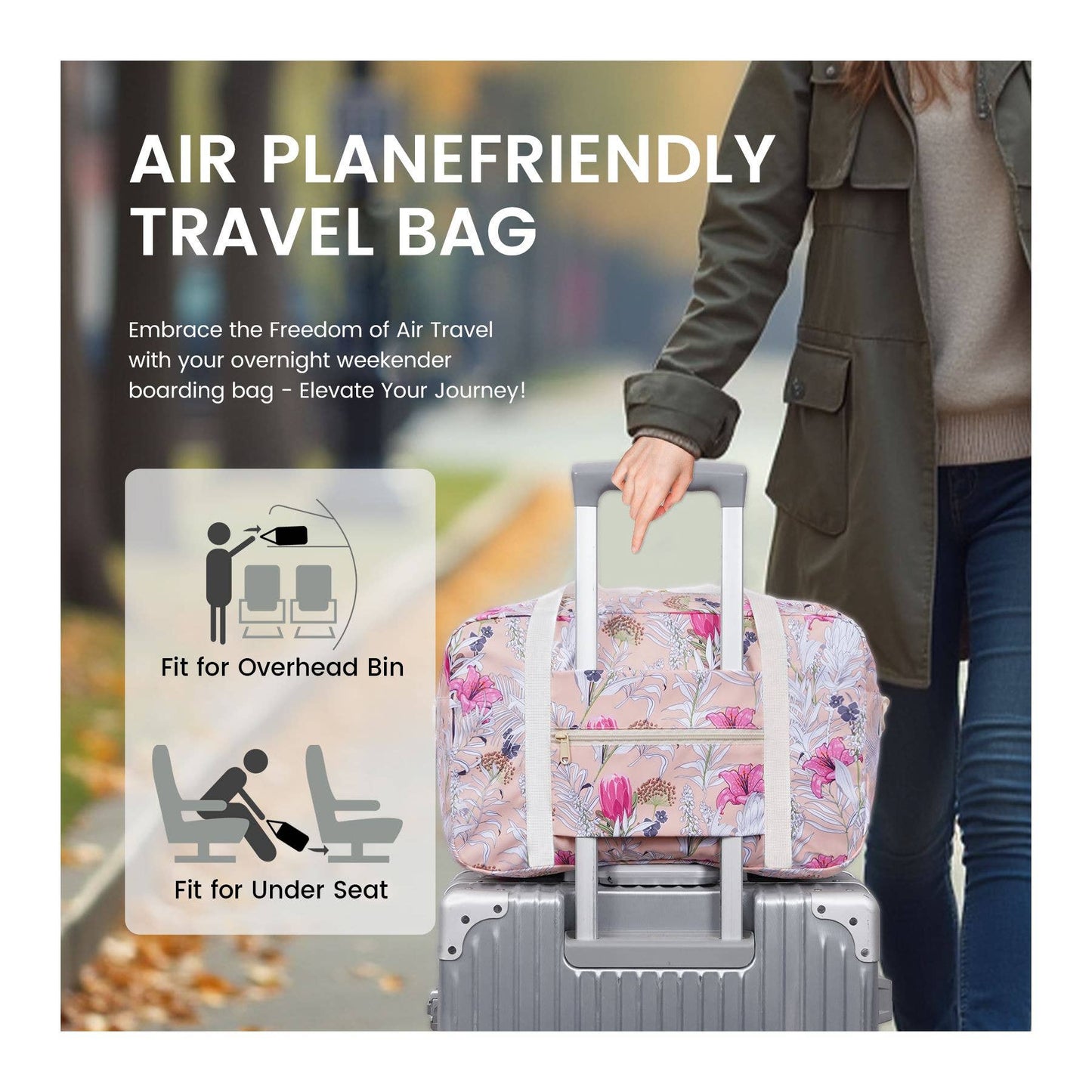 Printed Travel Duffel Bag 20L UnderSeat Storage For Airlines