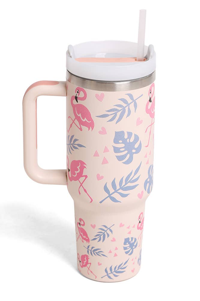 Flamingos 40oz Handle Tumbler