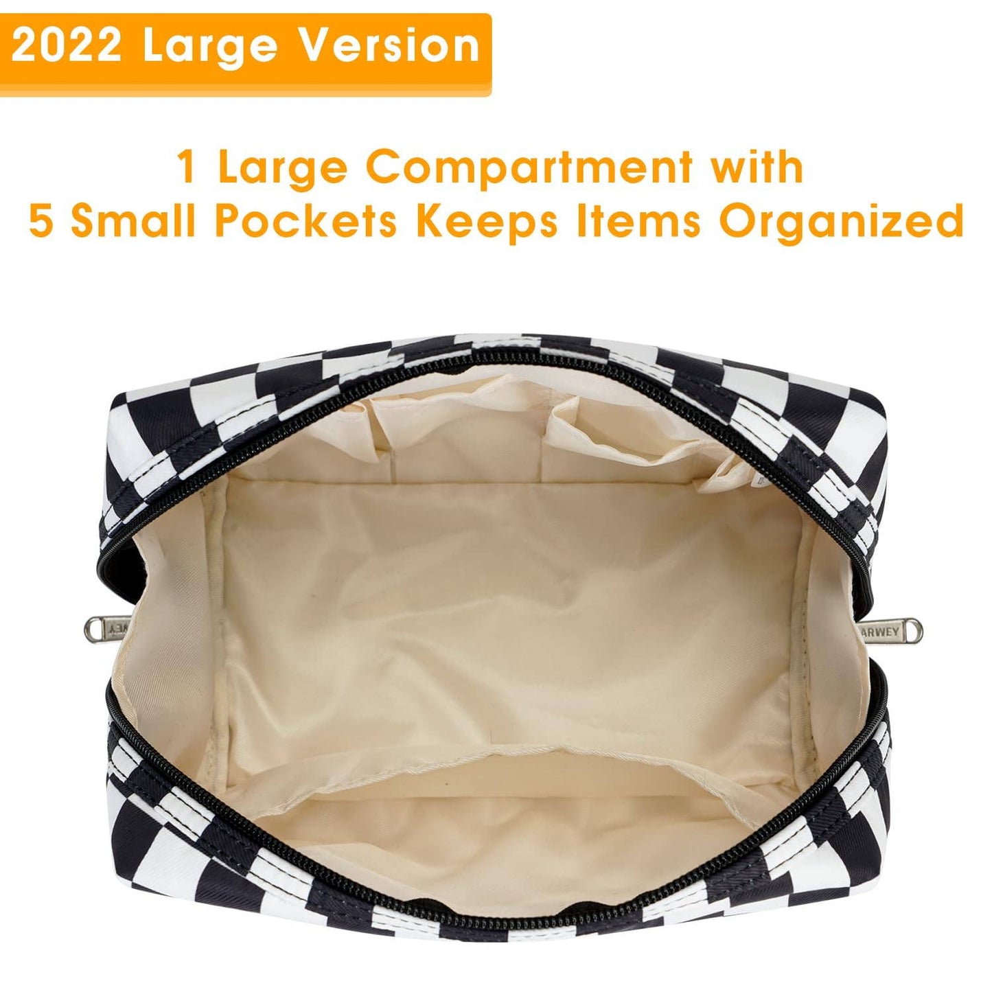 Checkered Makeup Bag Travel Cosmetic Bag Organizer Toiletry