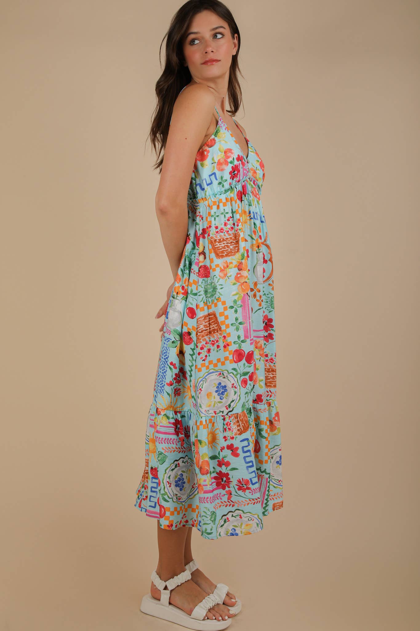 Printed Button Down Midi Dress