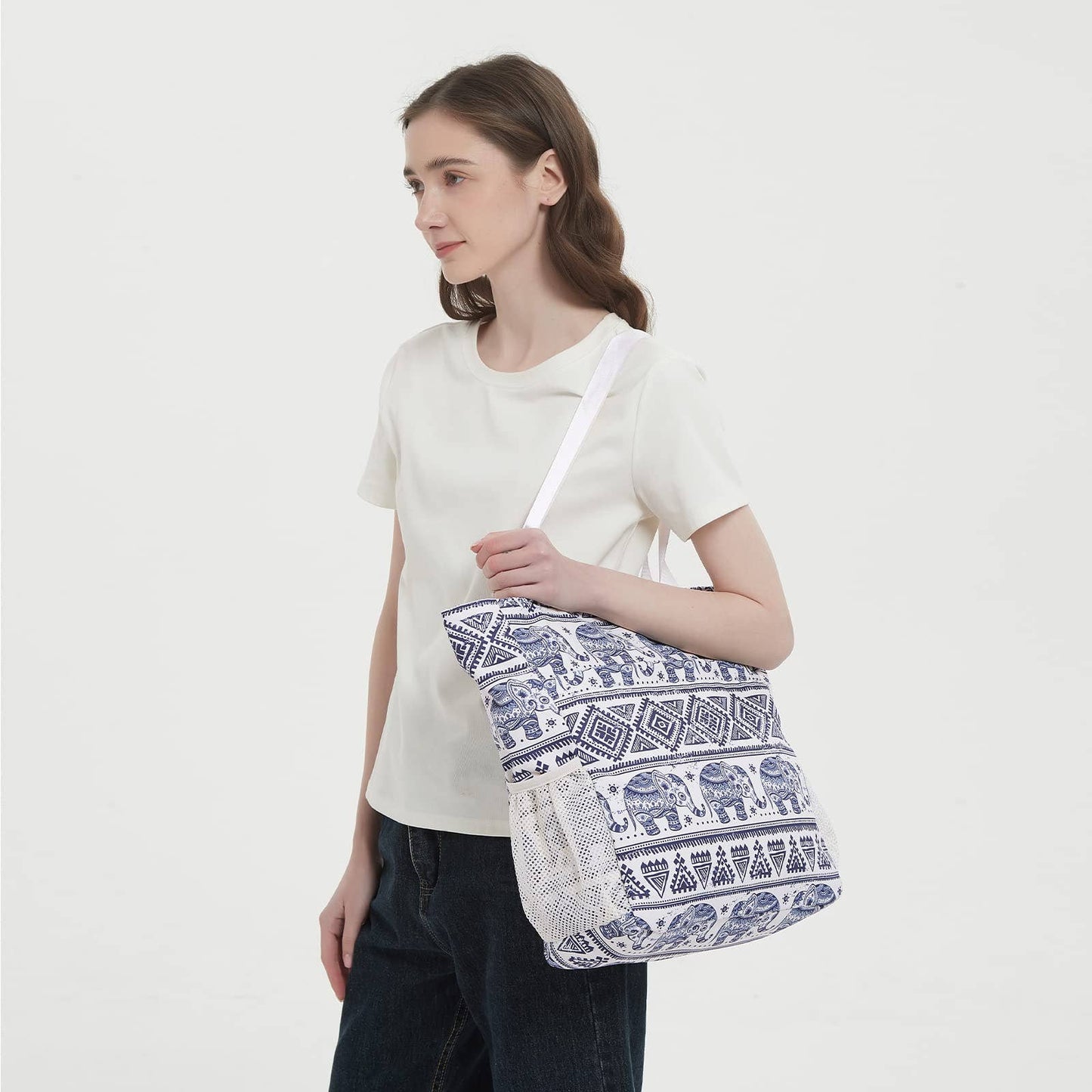 WANDF Water-resistant Beach Shoulder Tote Bag for Women