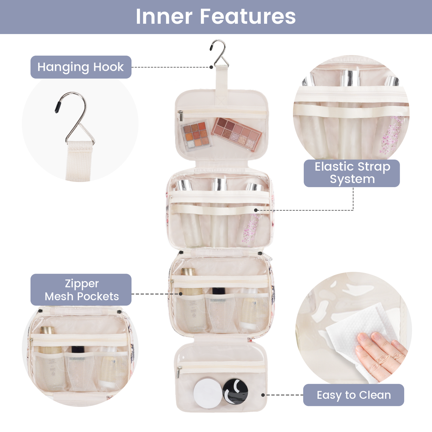 Narwey Hanging Toiletry Bag for Women Travel Makeup Bag