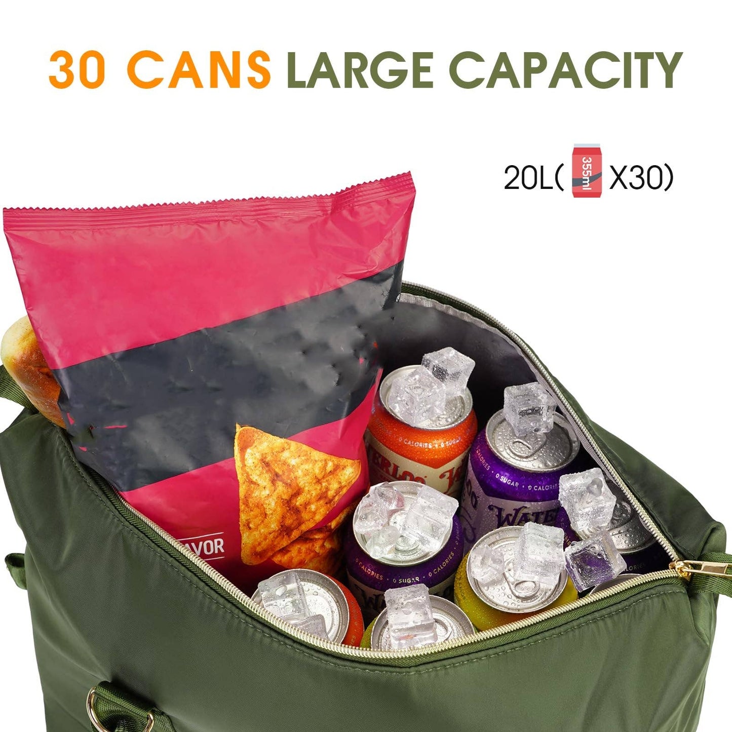 30 Can Insulated Soft Leakproof Cooler Tote Camping Bag