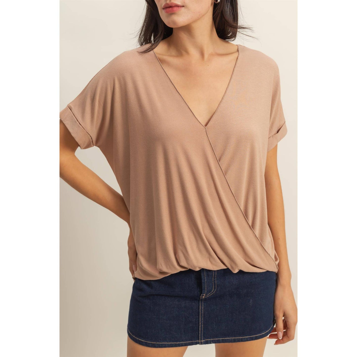 Short Sleeve Surplice Top
