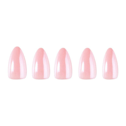 First Kiss Press-On Nails | Short Almond Pink Chrome Finish